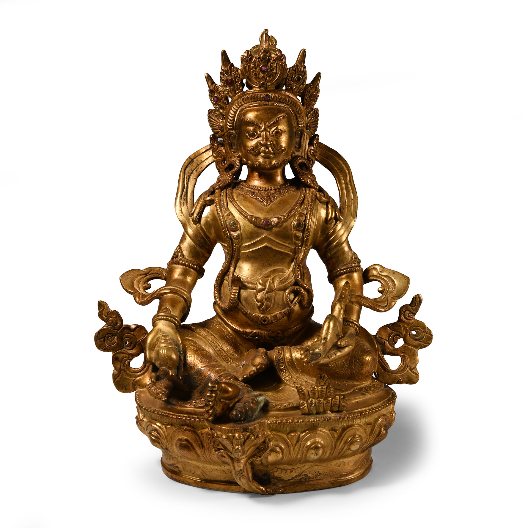 Sino-Tibetan Gilt Bronze Kubera Statue