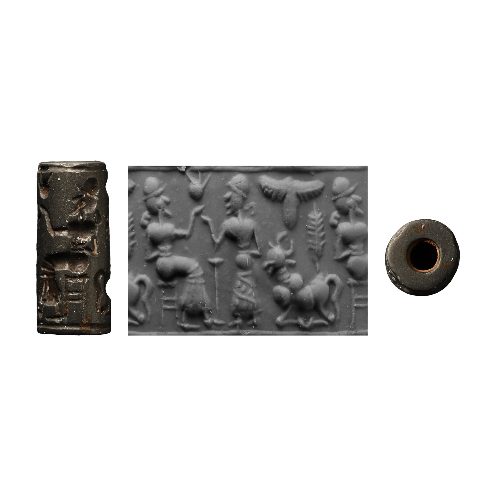 Late Babylonian Stone Cylinder Seal with Presentation Scene