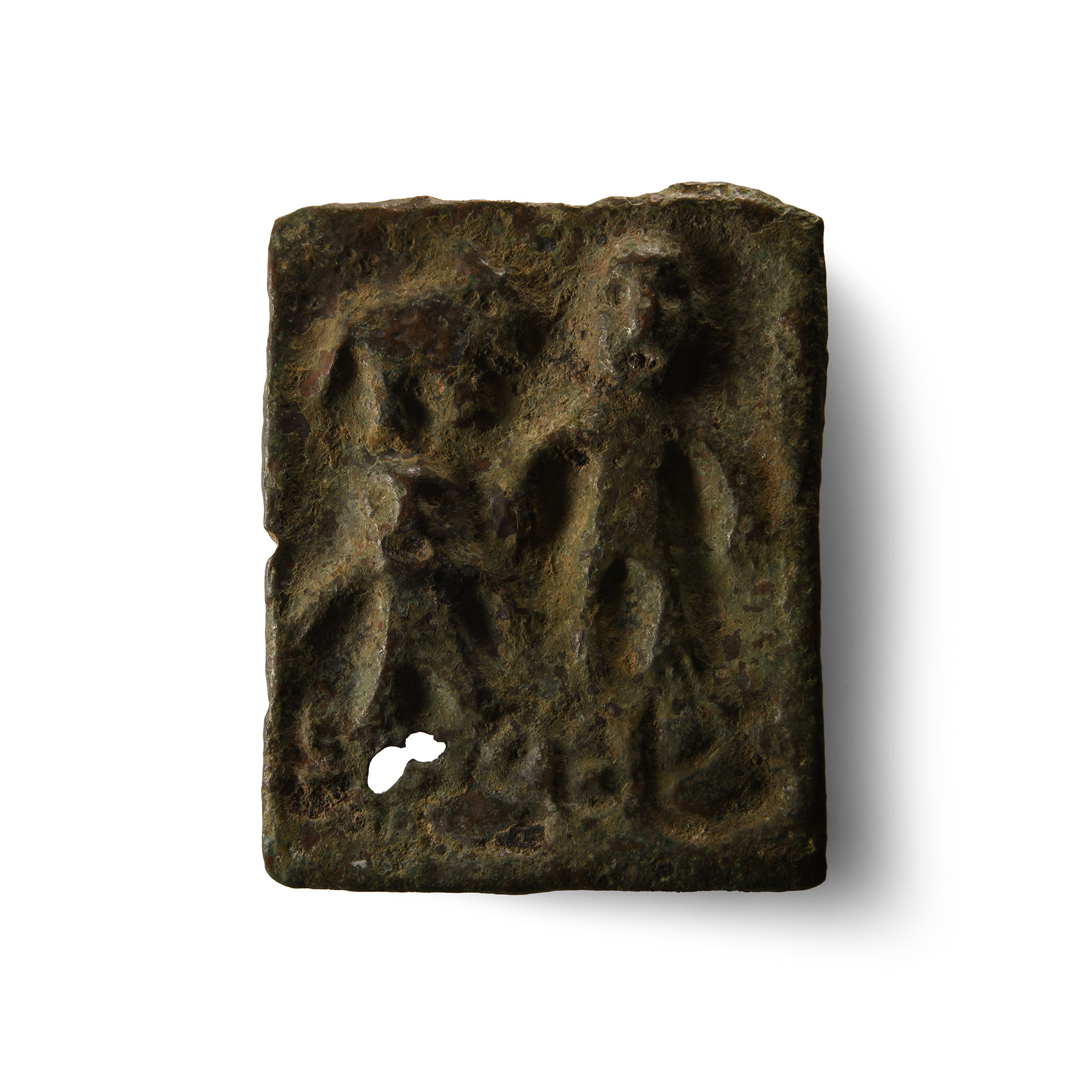 Bactrian Bronze Plaque with Figural Scene