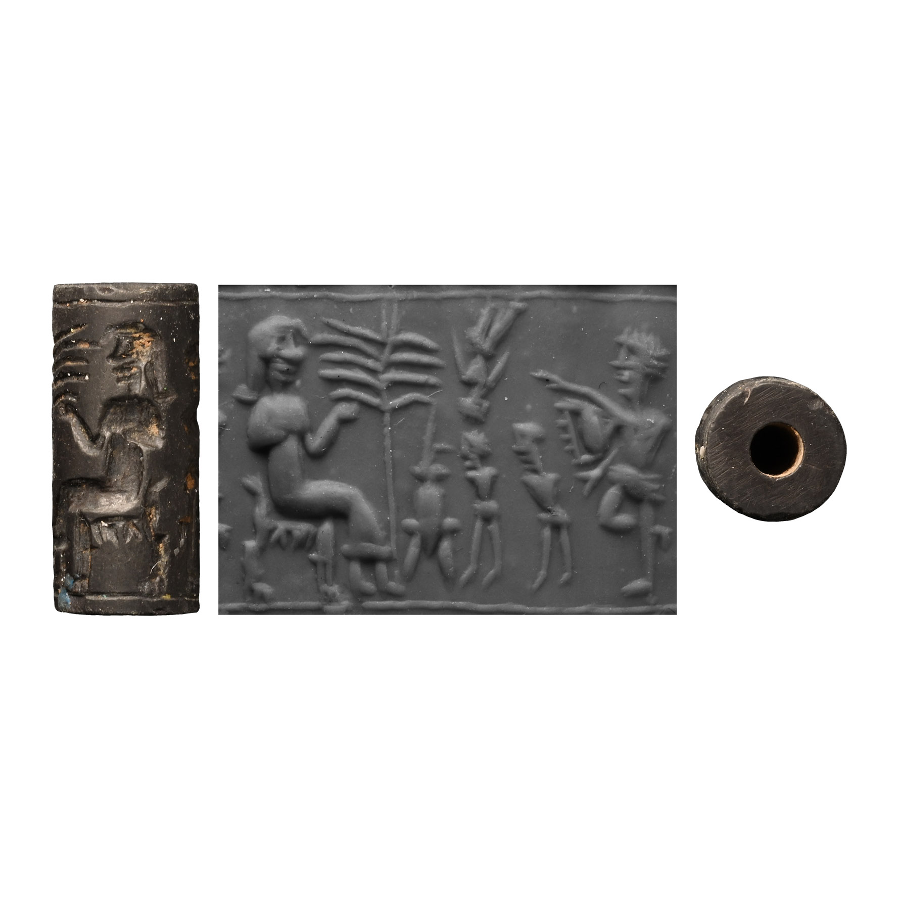 Mesopotamian Stone Cylinder Seal with Banquet Scene