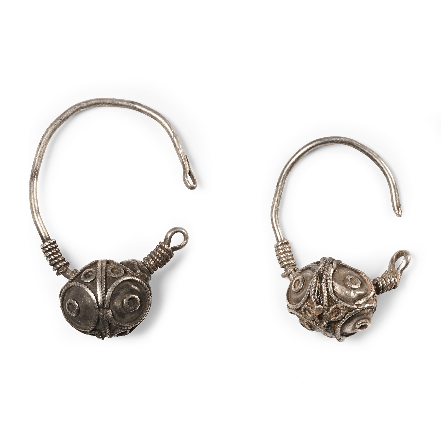 Western Asiatic Silver Earring Pair