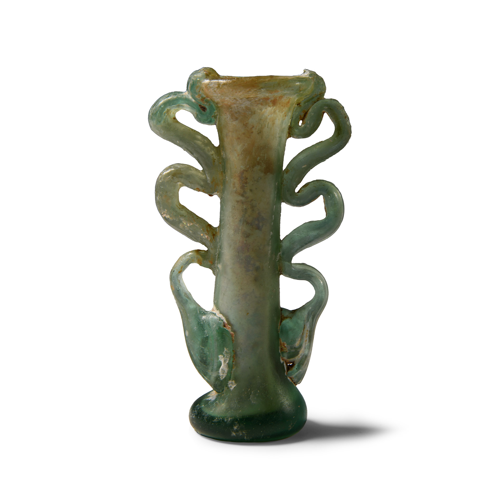 Roman Glass Unguentarium with Waves