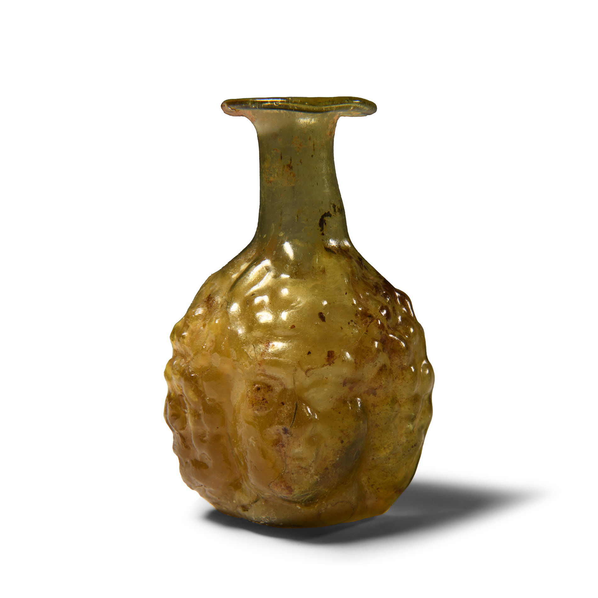 Roman Golden Glass Janus Head Flask