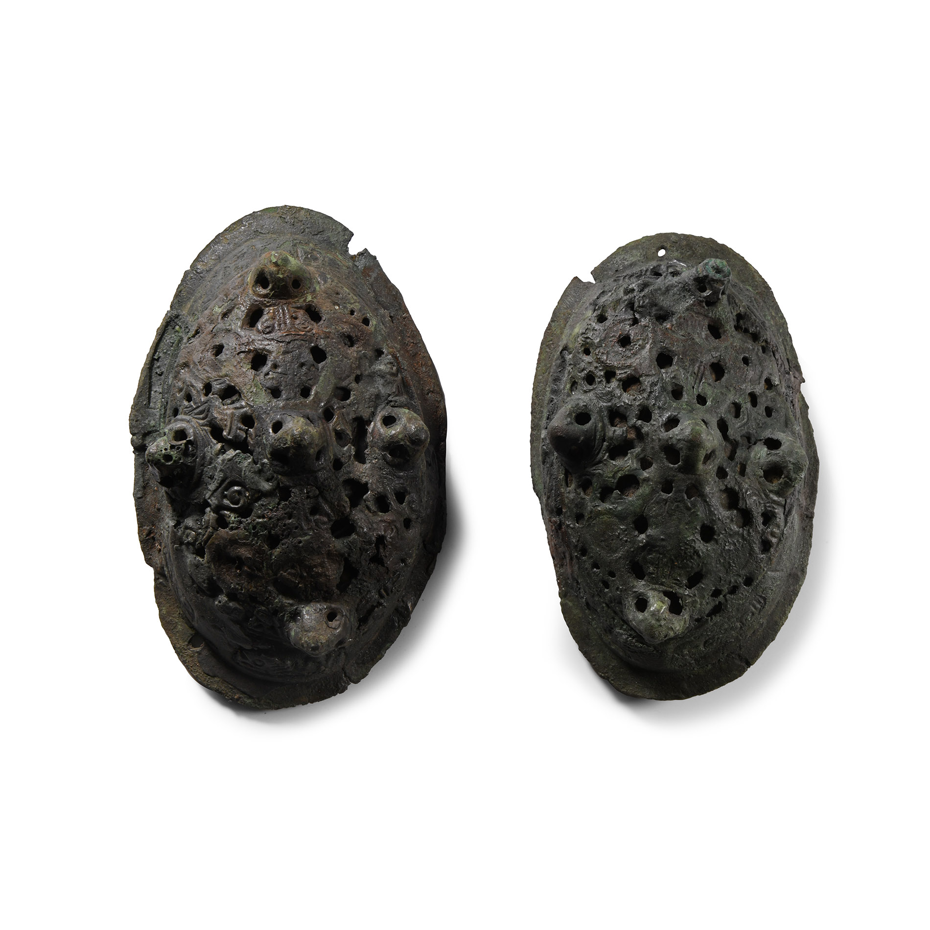 Large Viking Age Bronze Tortoise Brooch Pair