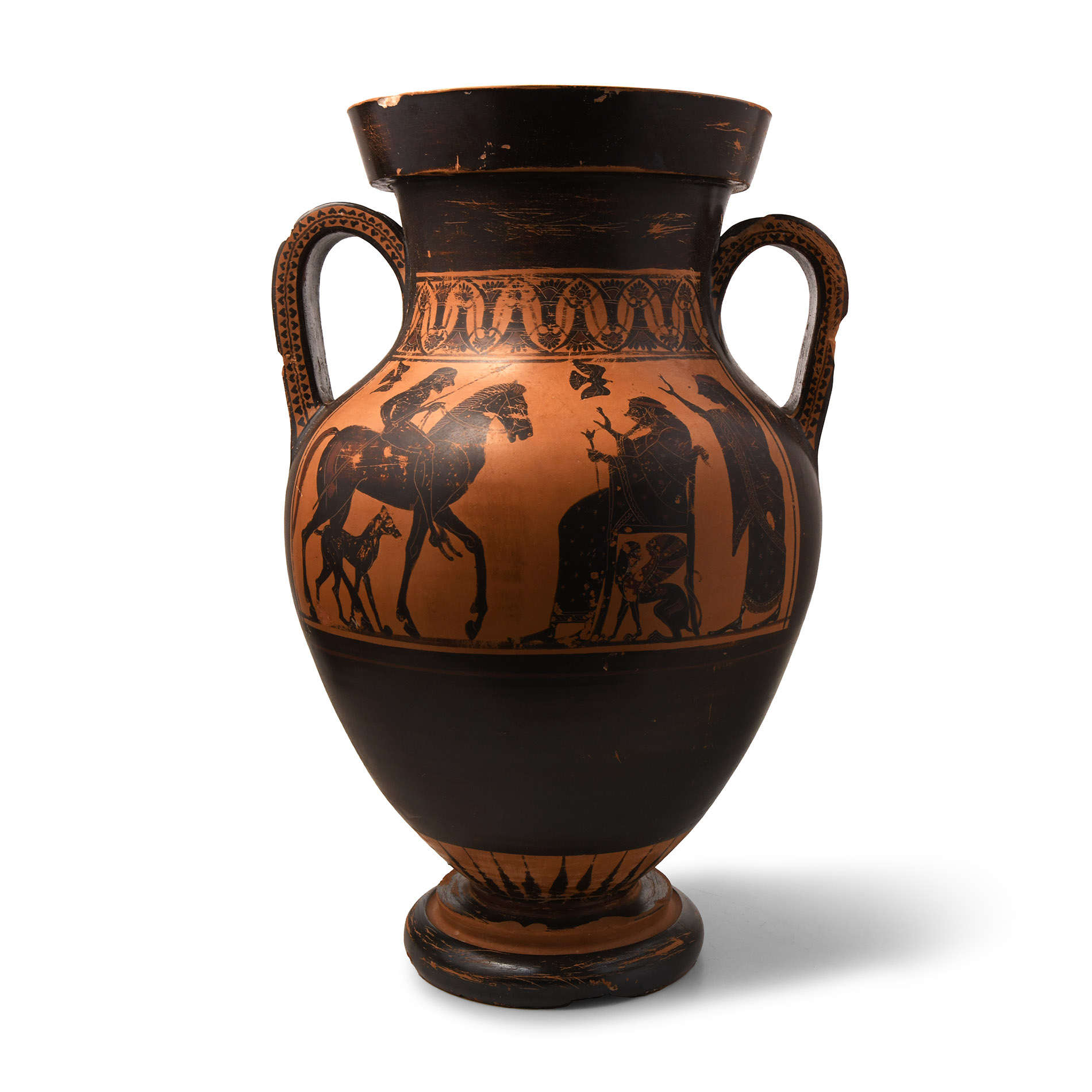 Greek Chalcidian Black-Figure Amphora with Heracles and Nemean Lion