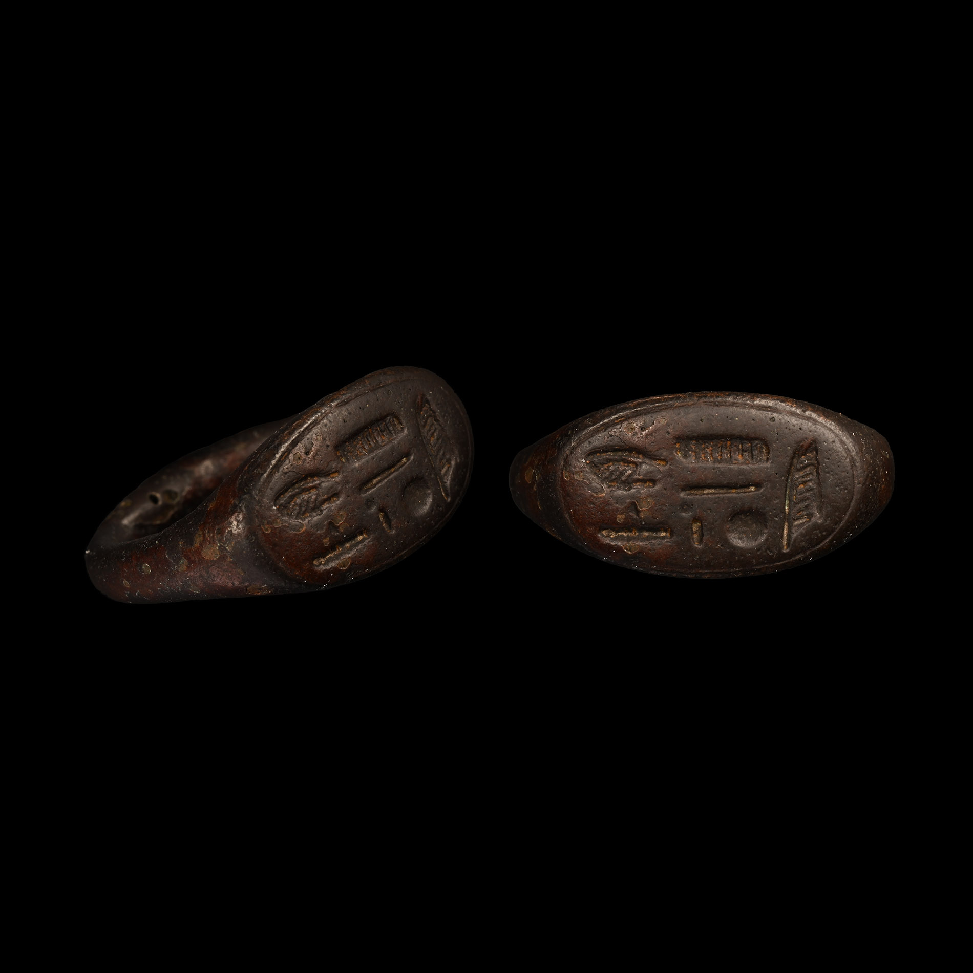 Egyptian Bronze Ring with Hieroglyphs