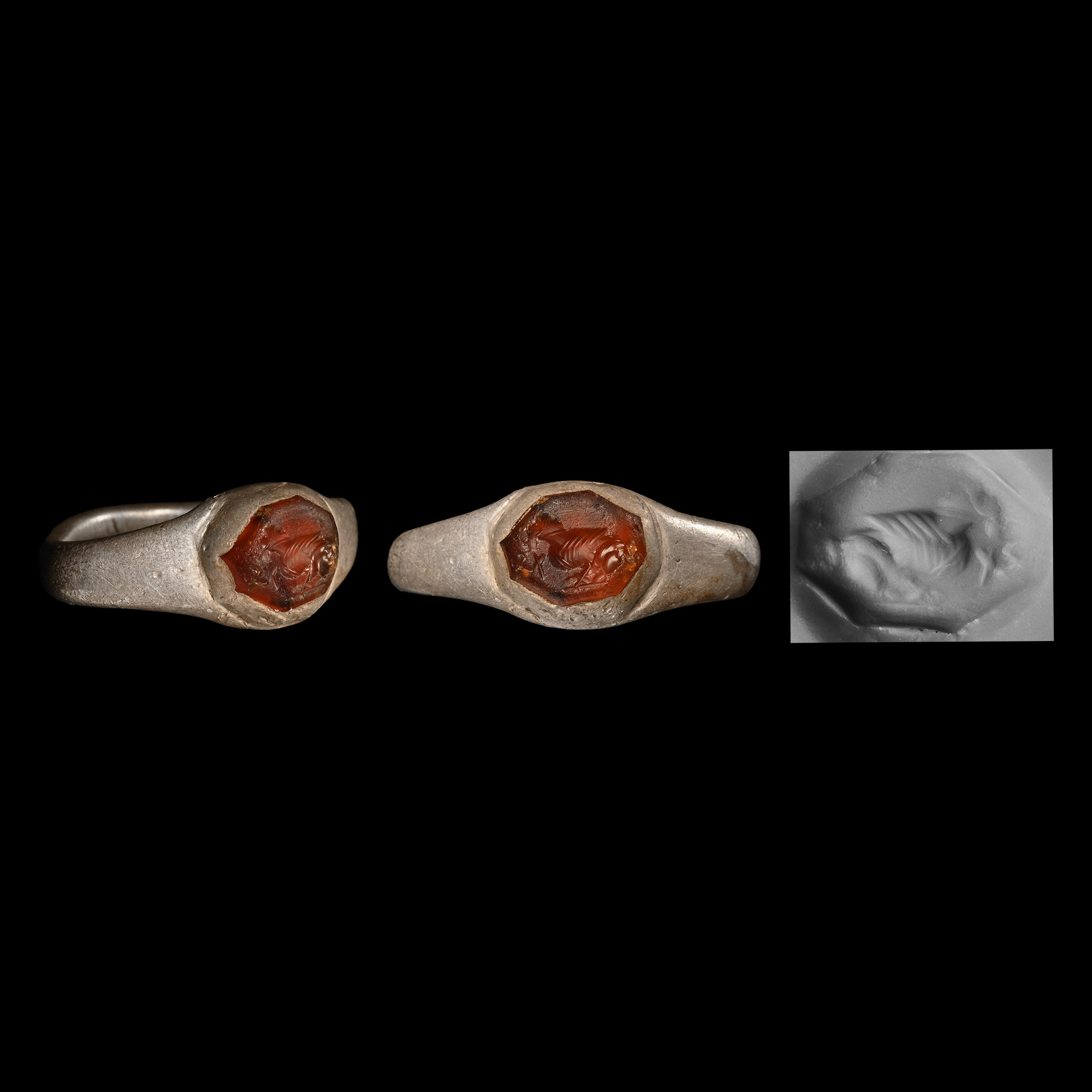 Roman Silver Ring with Bird Gemstone