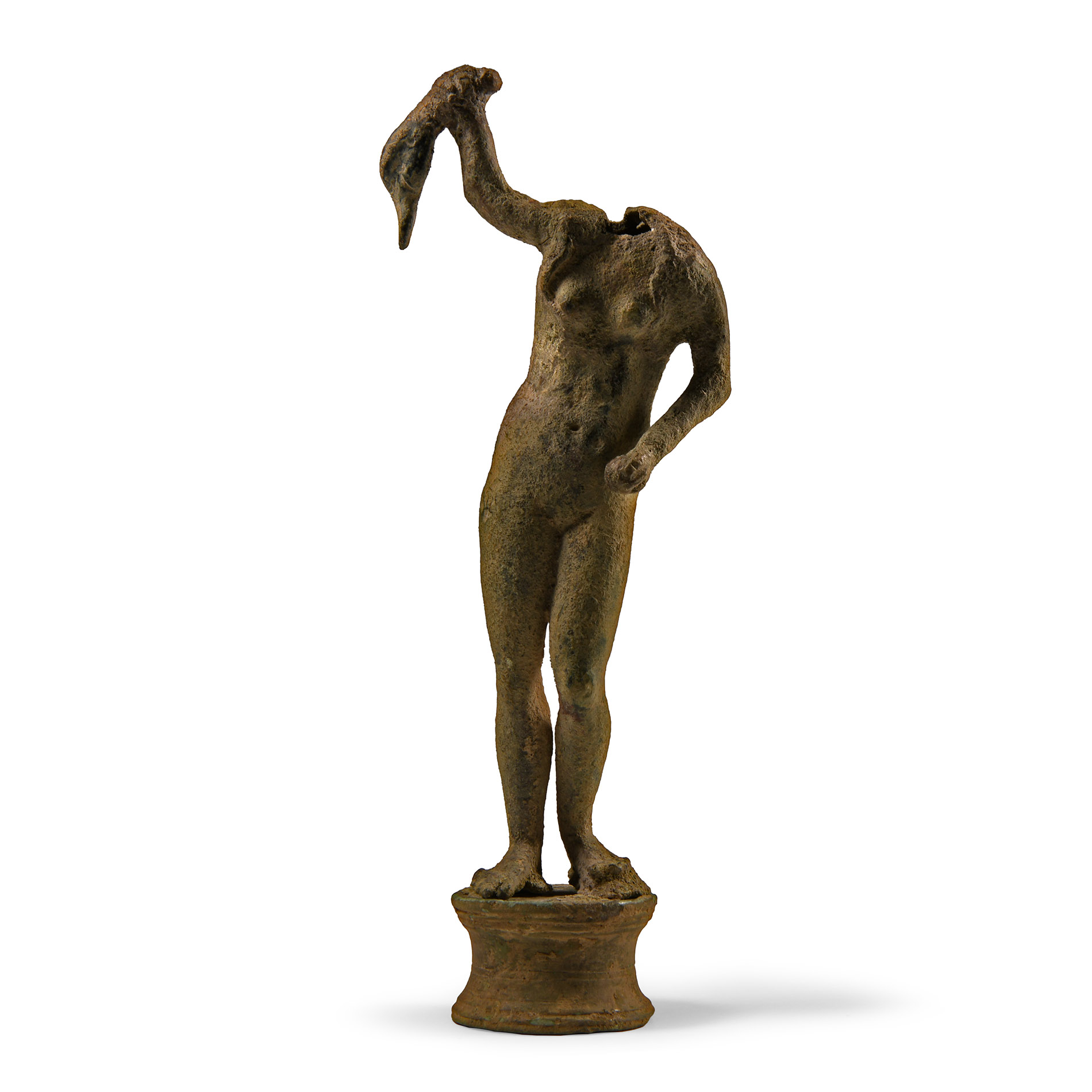 Roman Bronze Figure of Aphrodite Holding a Severed Swan's Head