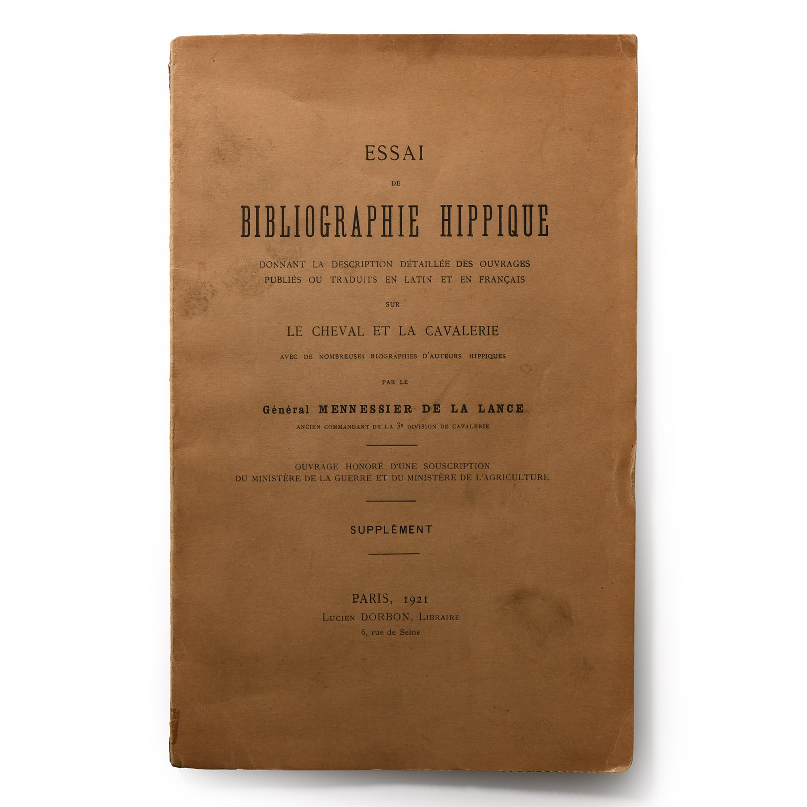 General Books - Essai de Bibliographie Hippique - Supplément