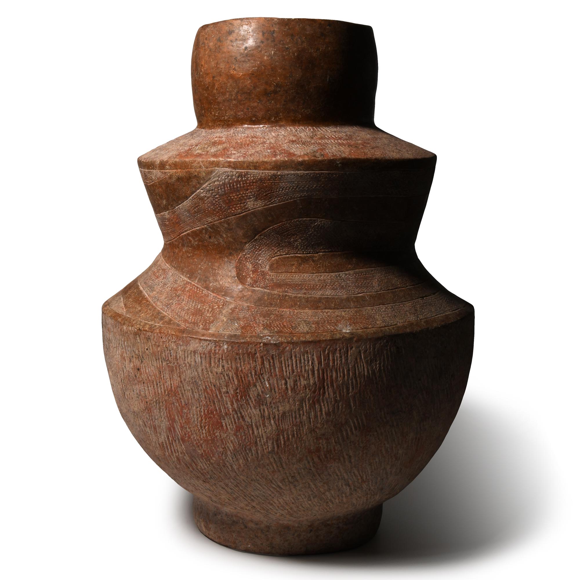 Large Ban Chiang Period Painted Stepped Terracotta Vase