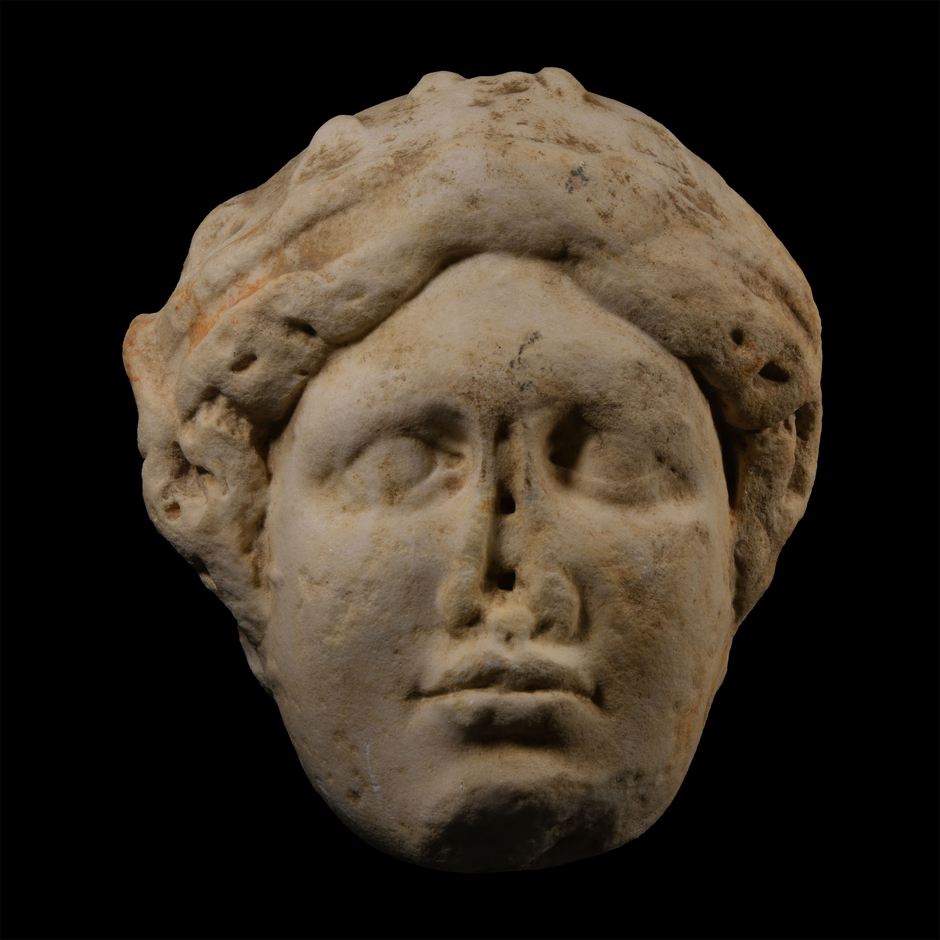 Roman Marble Relief Head of a Goddess
