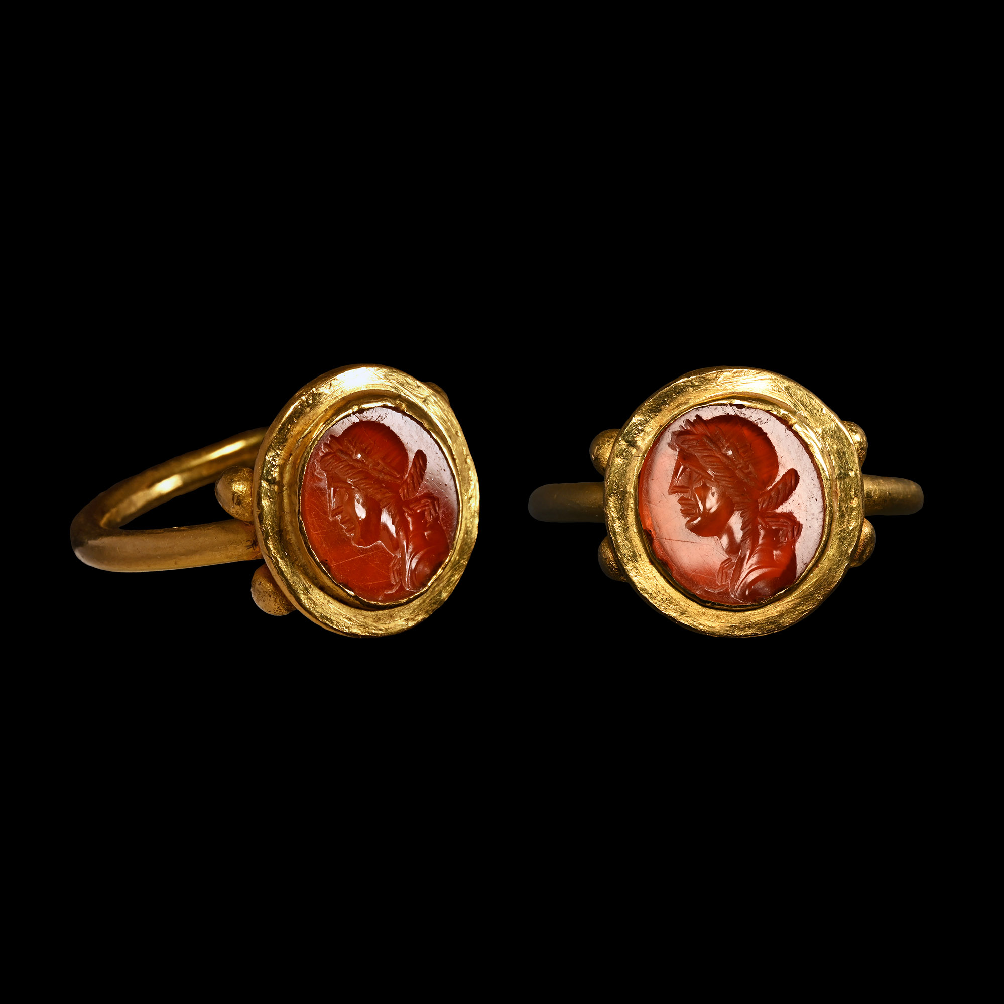 Roman Apollo Gemstone in Gold Ring