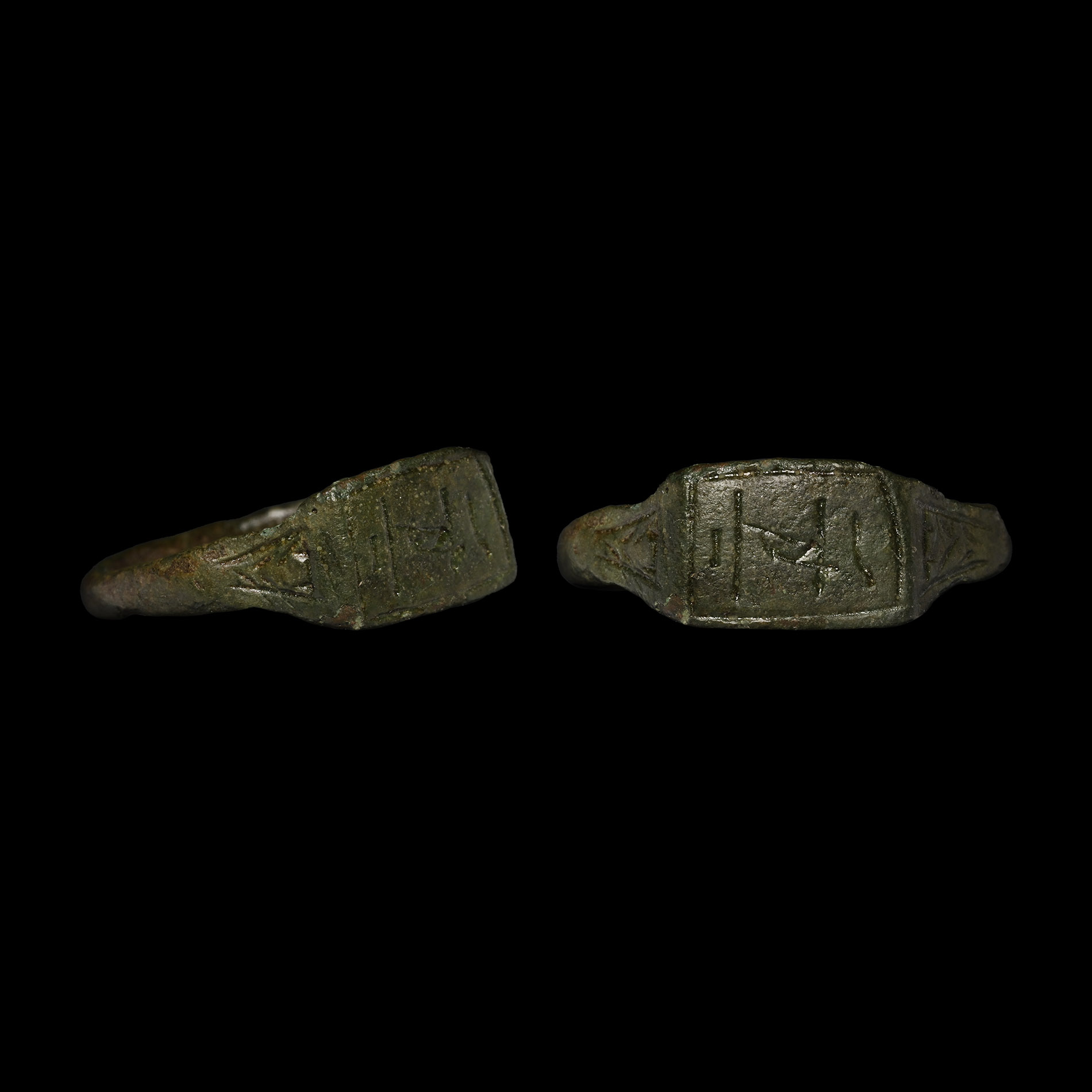 Medieval Bronze Ring with 'IHS' Motif