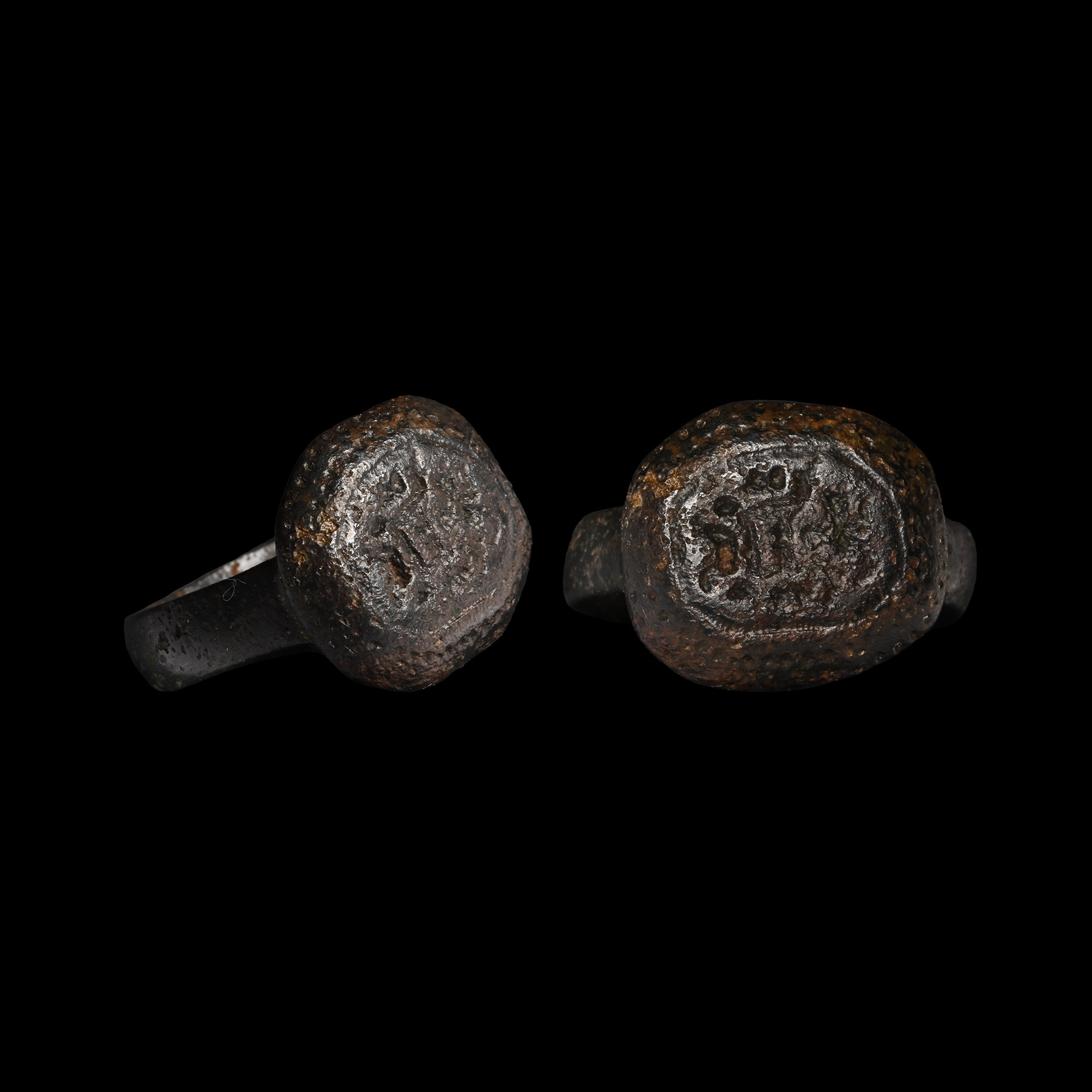 Tudor Period Bronze Ring with Armorial Motif