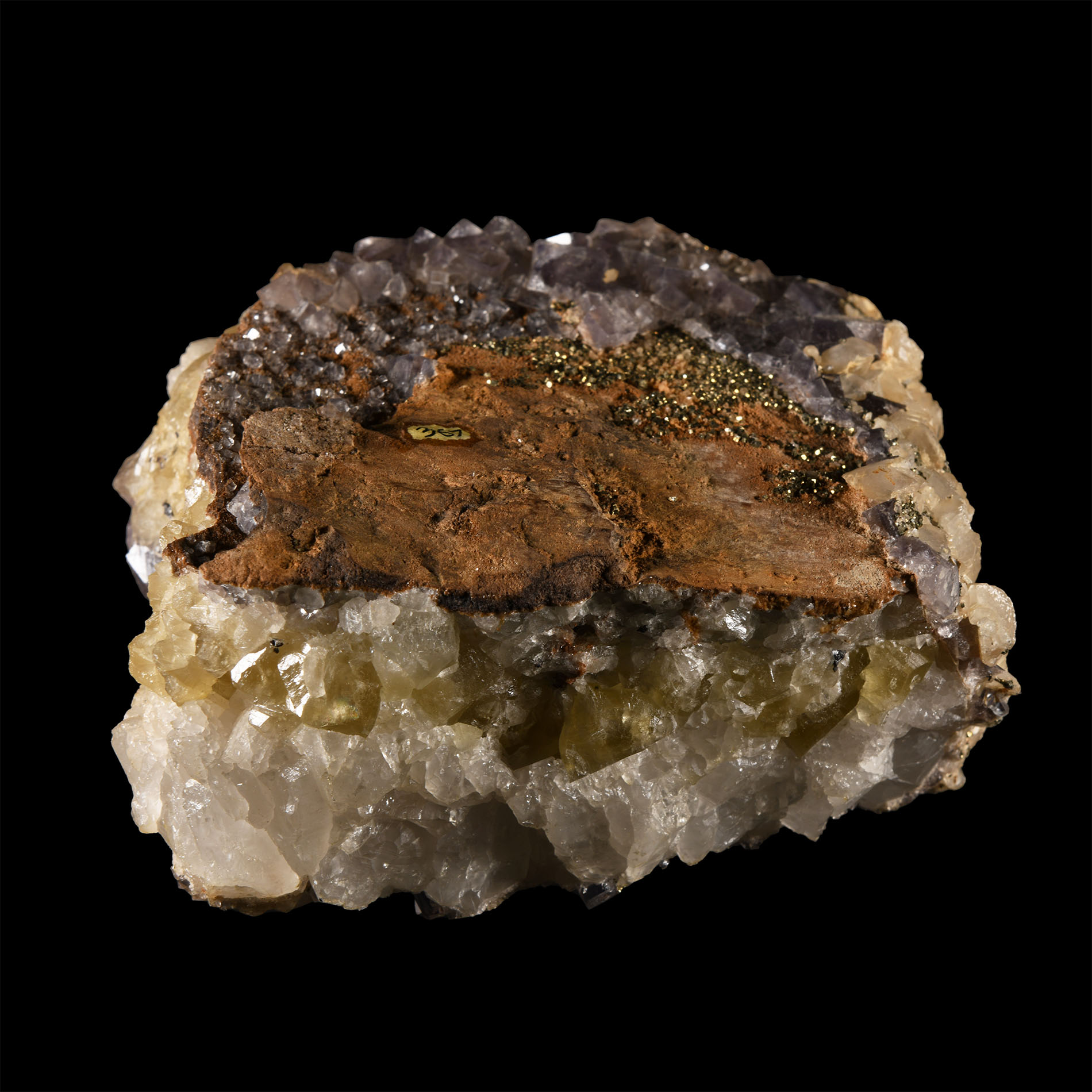 Natural History - Historic Pyrite on Fluorite Mineral Specimen