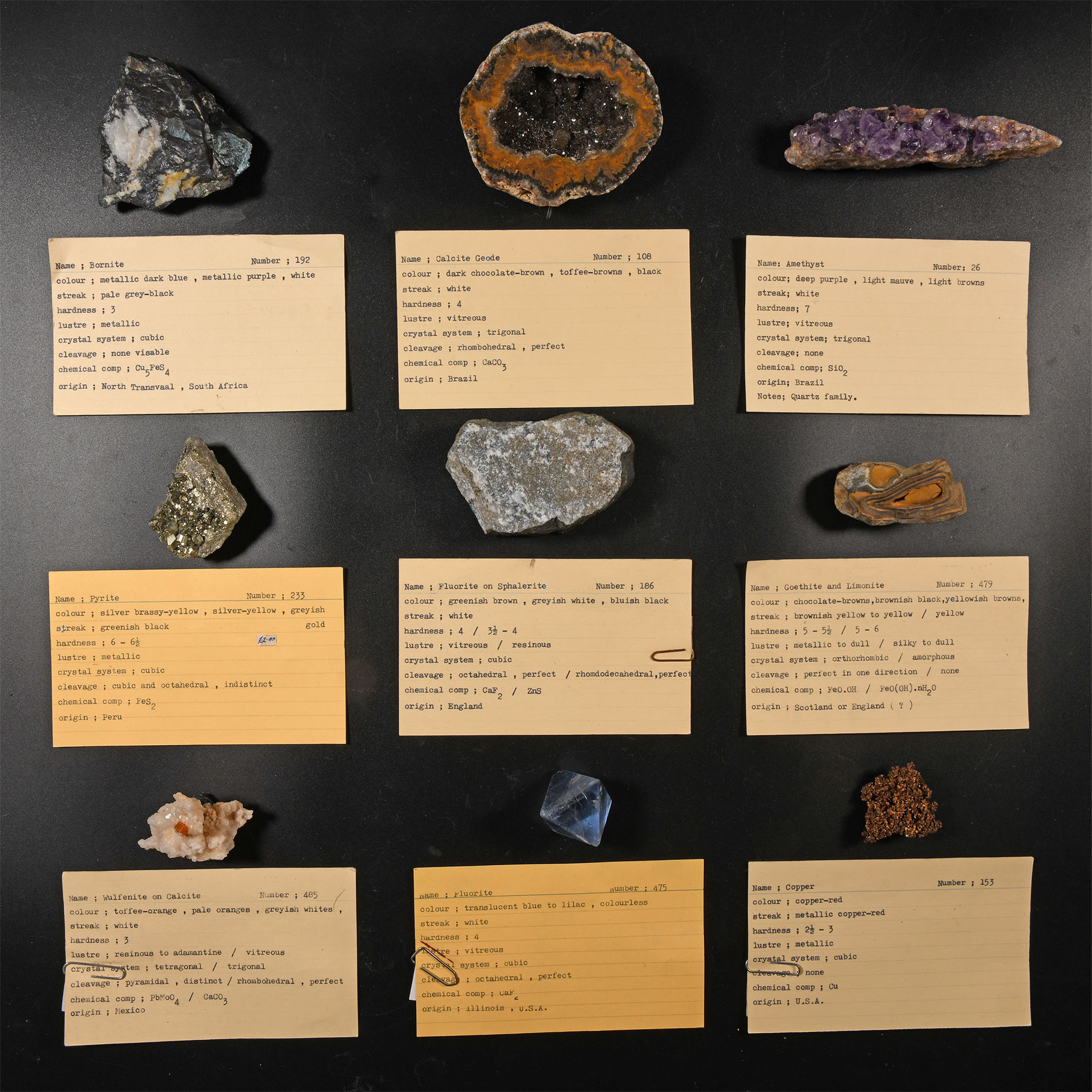 Natural History - Historic Collection of Mineral Specimens