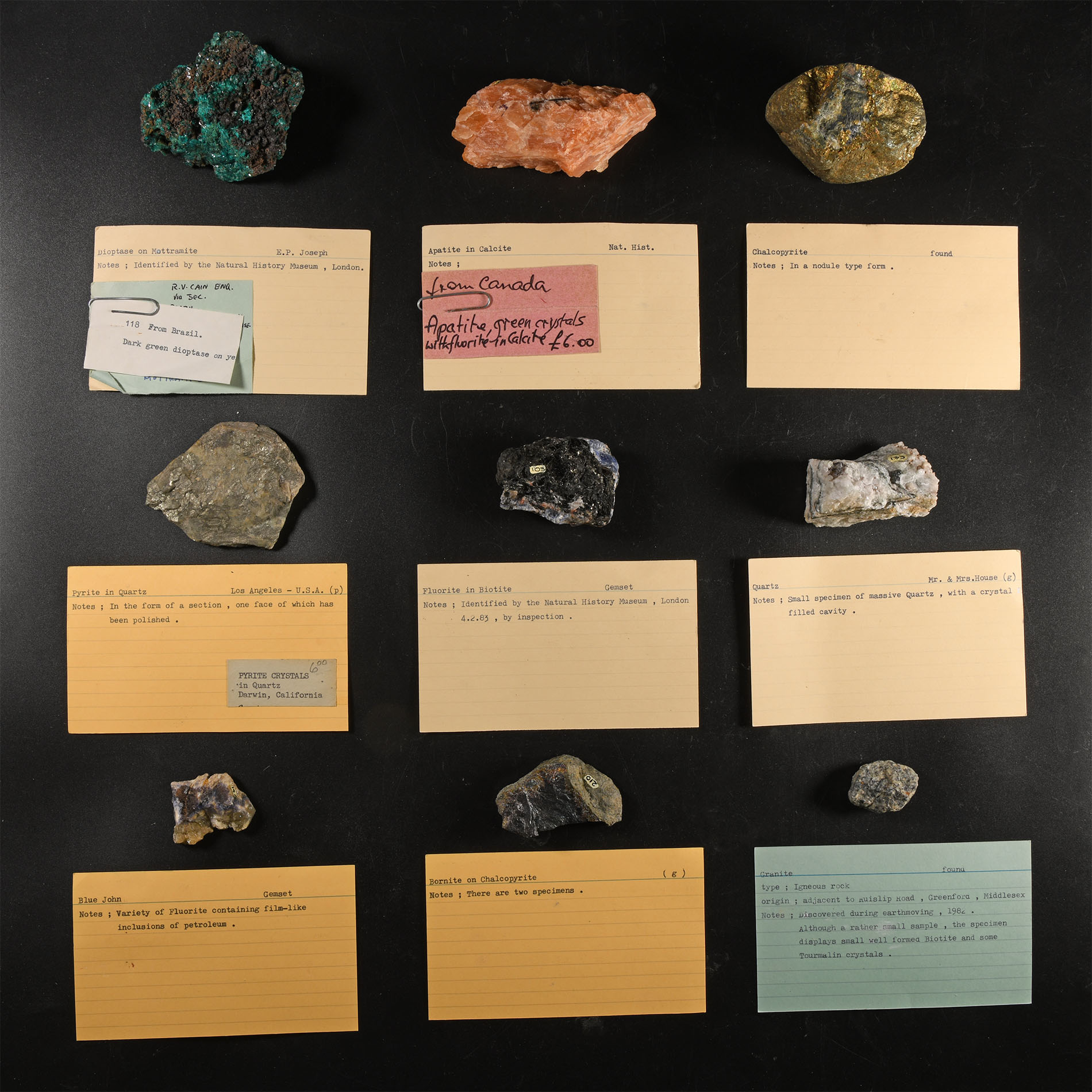 Natural History - Historic Collection of Mineral Specimens