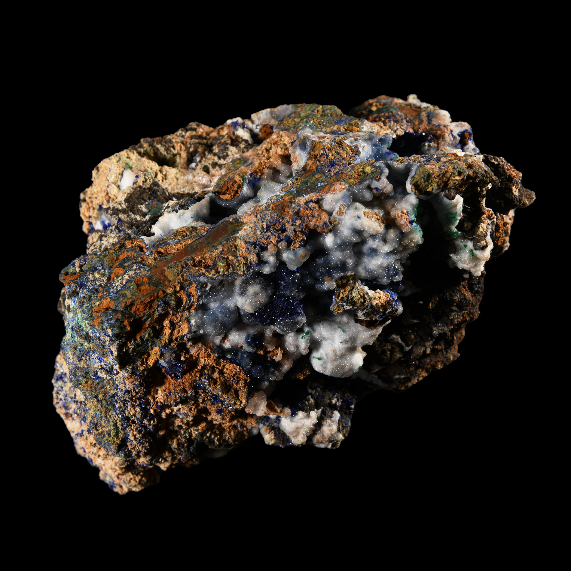 Natural History - Historic 'Brazil' Azurite with Malachite Mineral Specimen