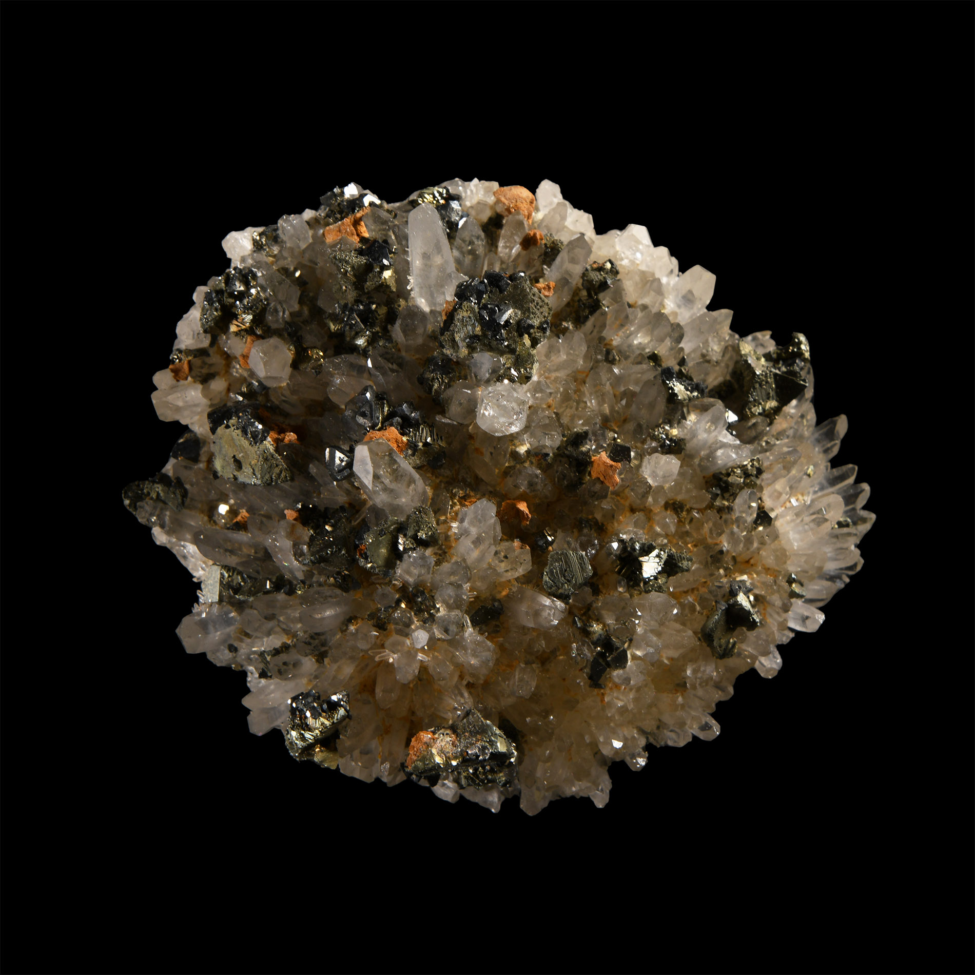 Natural History - Historic 'Peru' Tetrahedrite and Chalcopyrite on Quartz Mineral Specimen