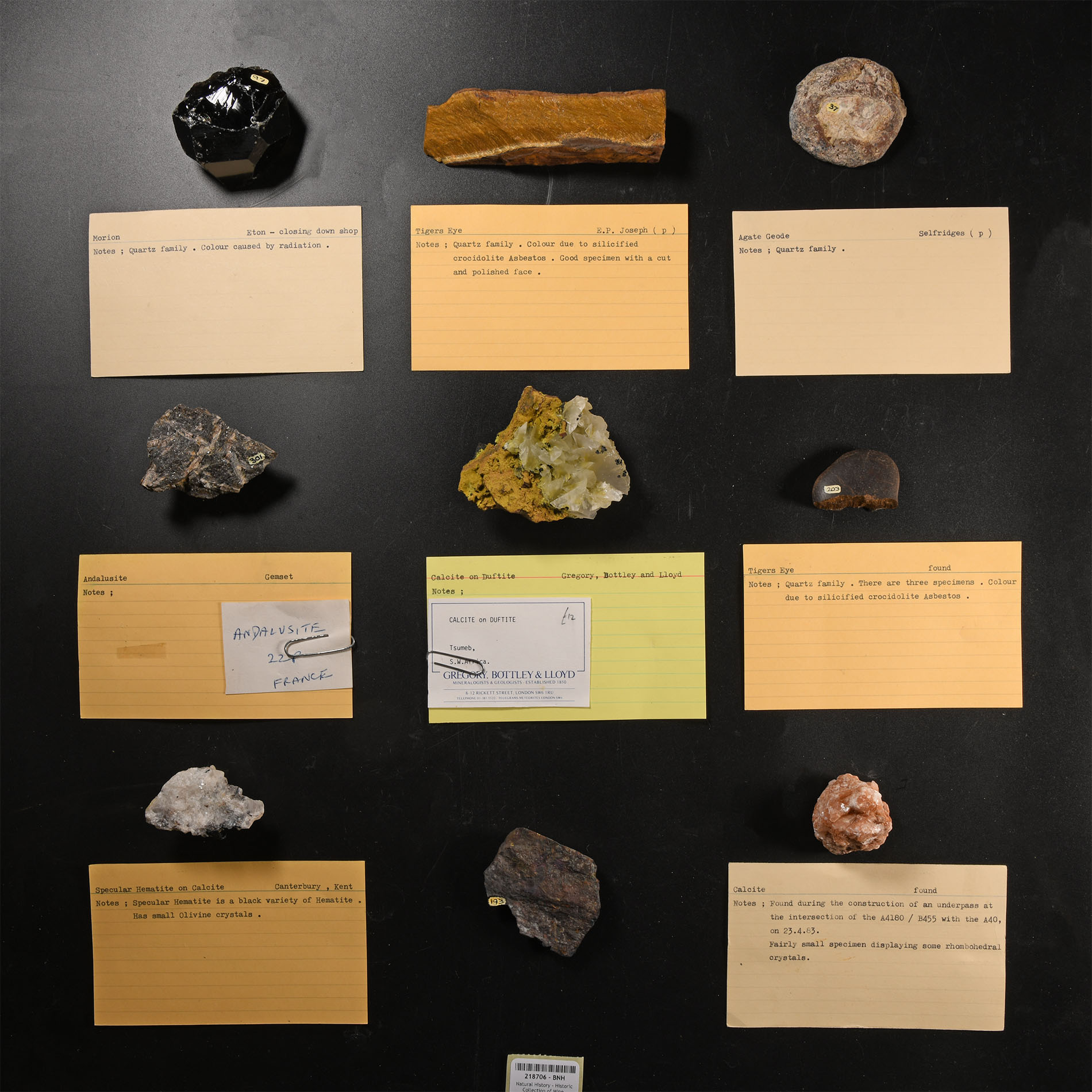 Natural History - Historic Collection of Mineral Specimens