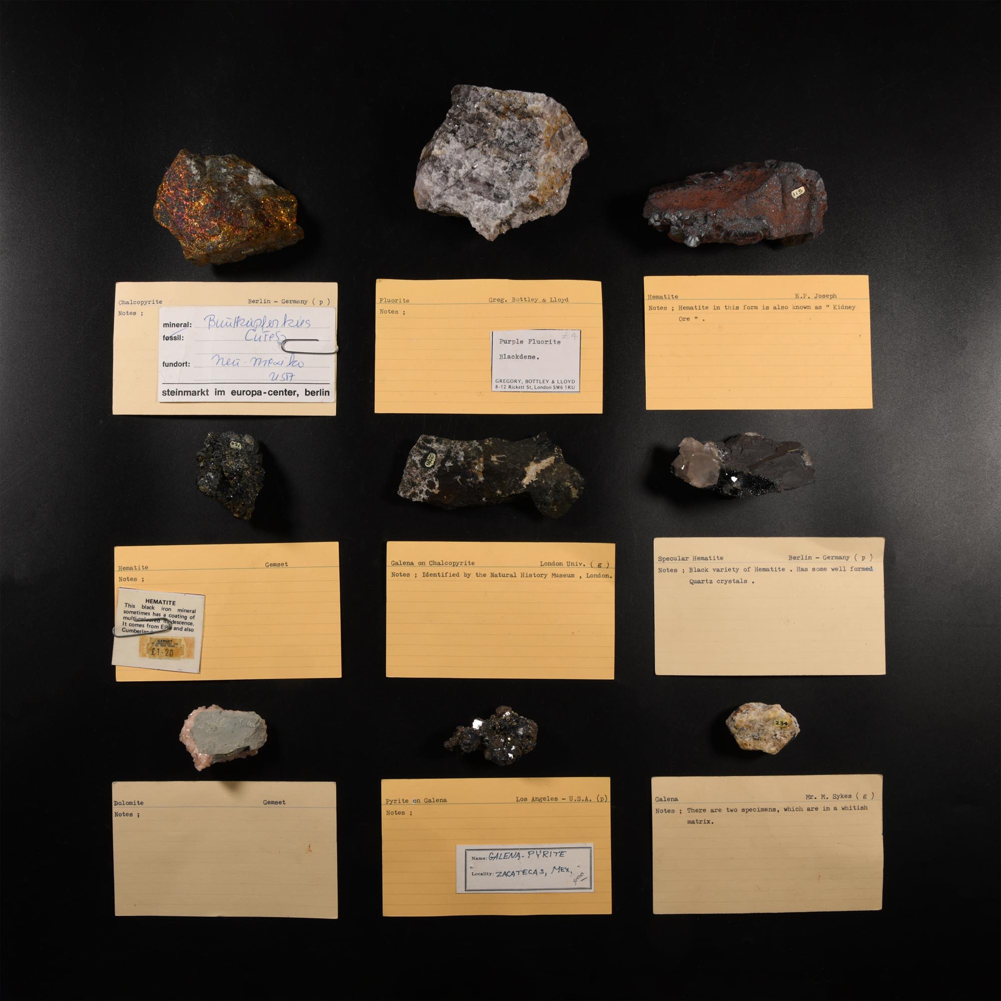Natural History - Historic Collection of Mineral Specimens