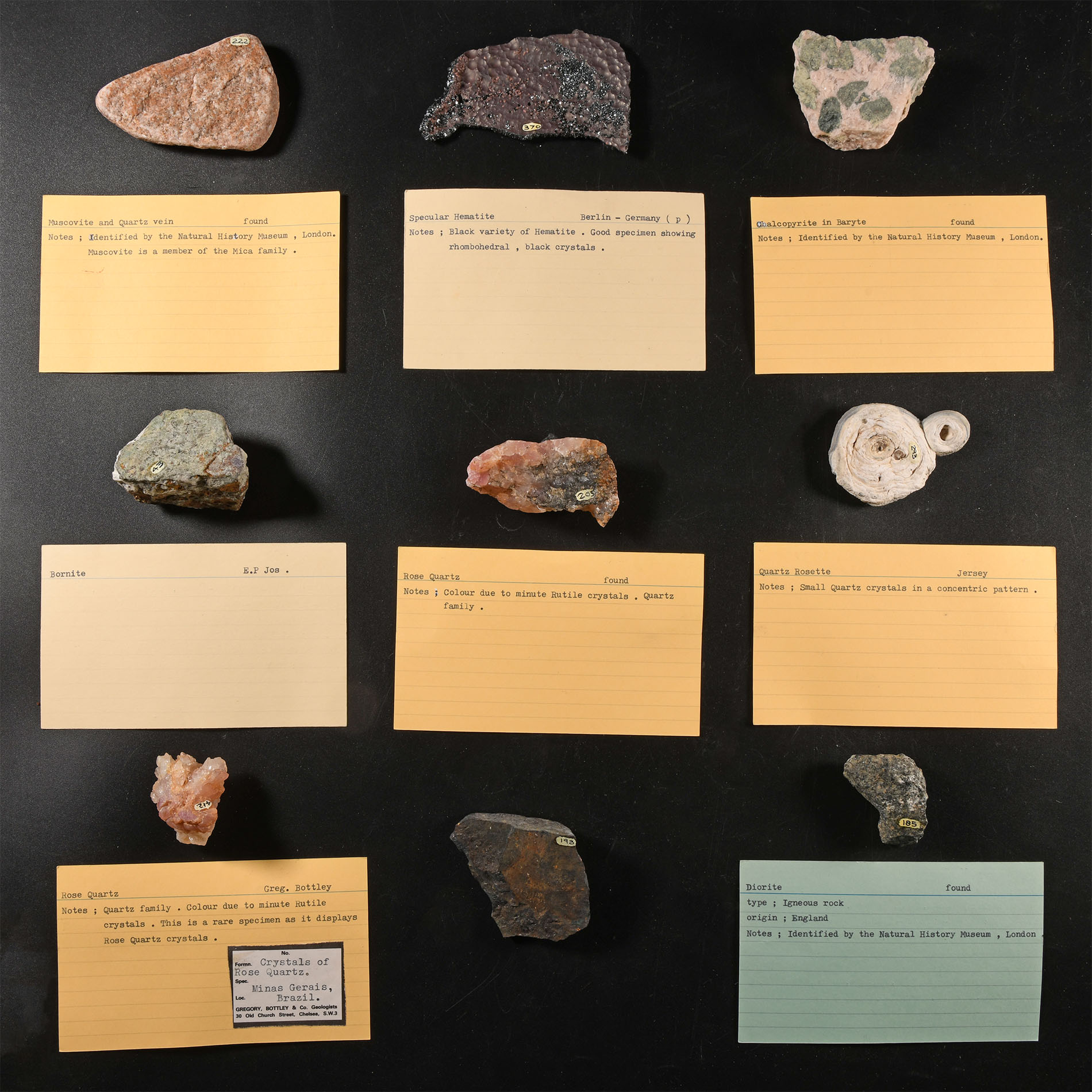 Natural History - Historic Collection of Mineral Specimens