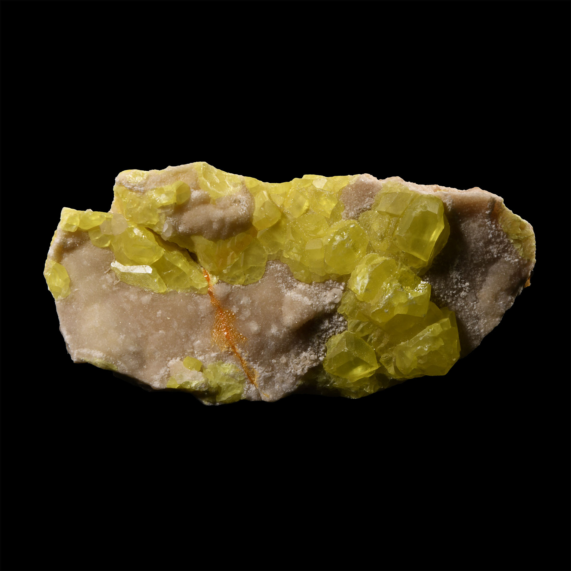 Natural History - Historic 'Italy' Sulphur on Aragonite Mineral Specimen