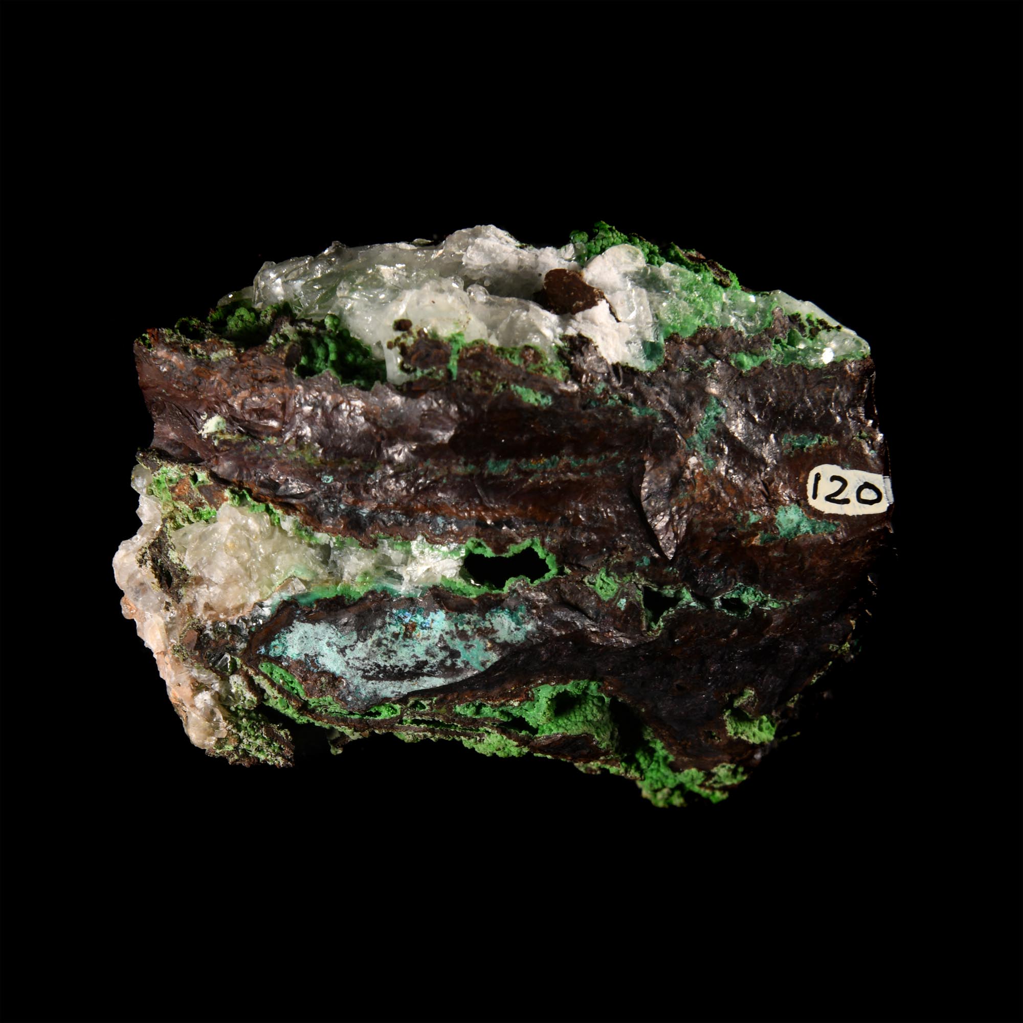 Natural History - Historic 'Brazil' Conichalcite with Cuprite Crystal Specimen
