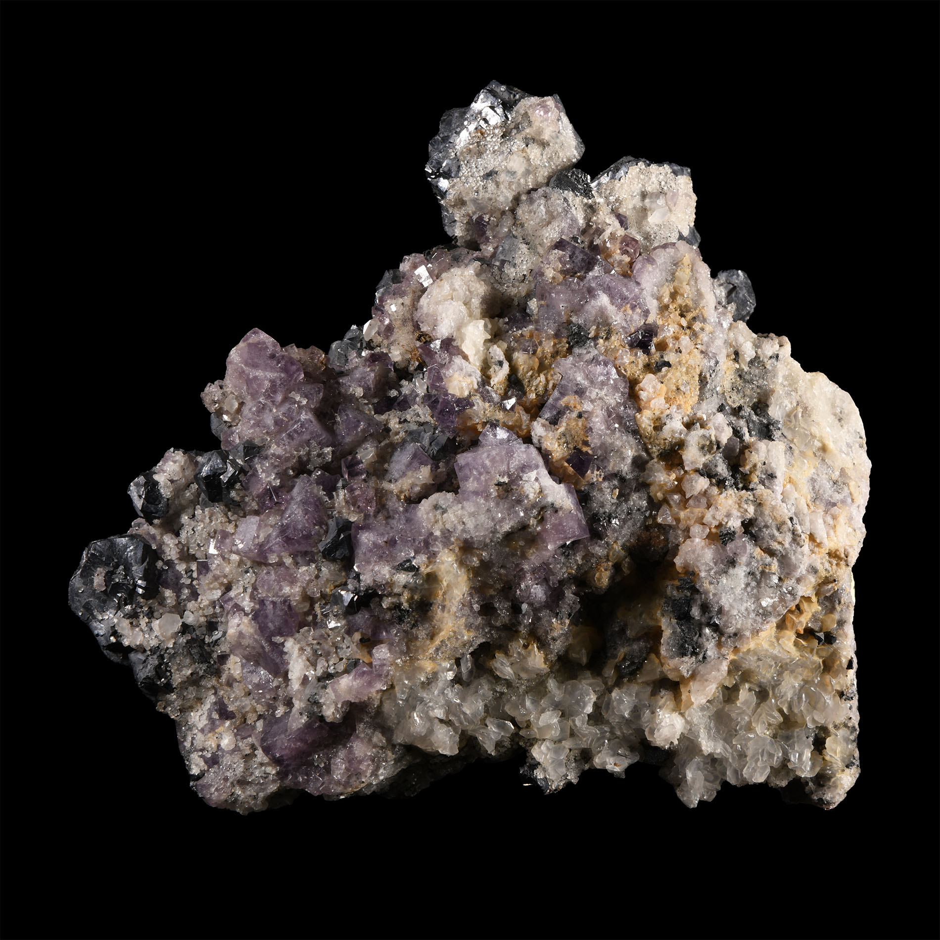 Natural History - Large Historic 'Blackdean, Durham' Fluorite with Galena Mineral Specimen