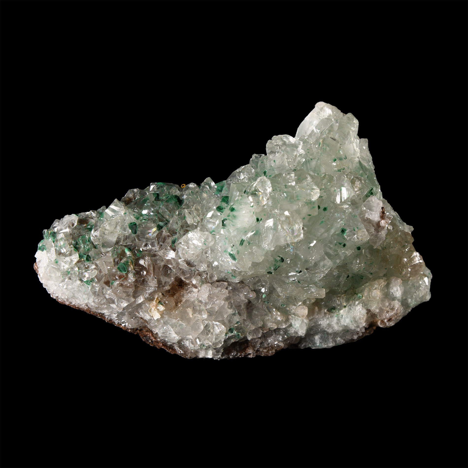Natural History - Historic 'Tsumeb, South West Africa' Malachite on Calcite Crystal Specimen