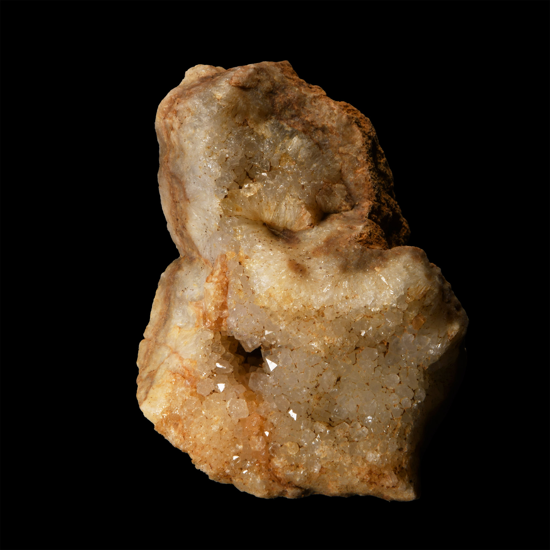 Natural History - Historic 'Paleleh, North Celebes, East Indies' Gold Ore on Quartz Crystal Specimen