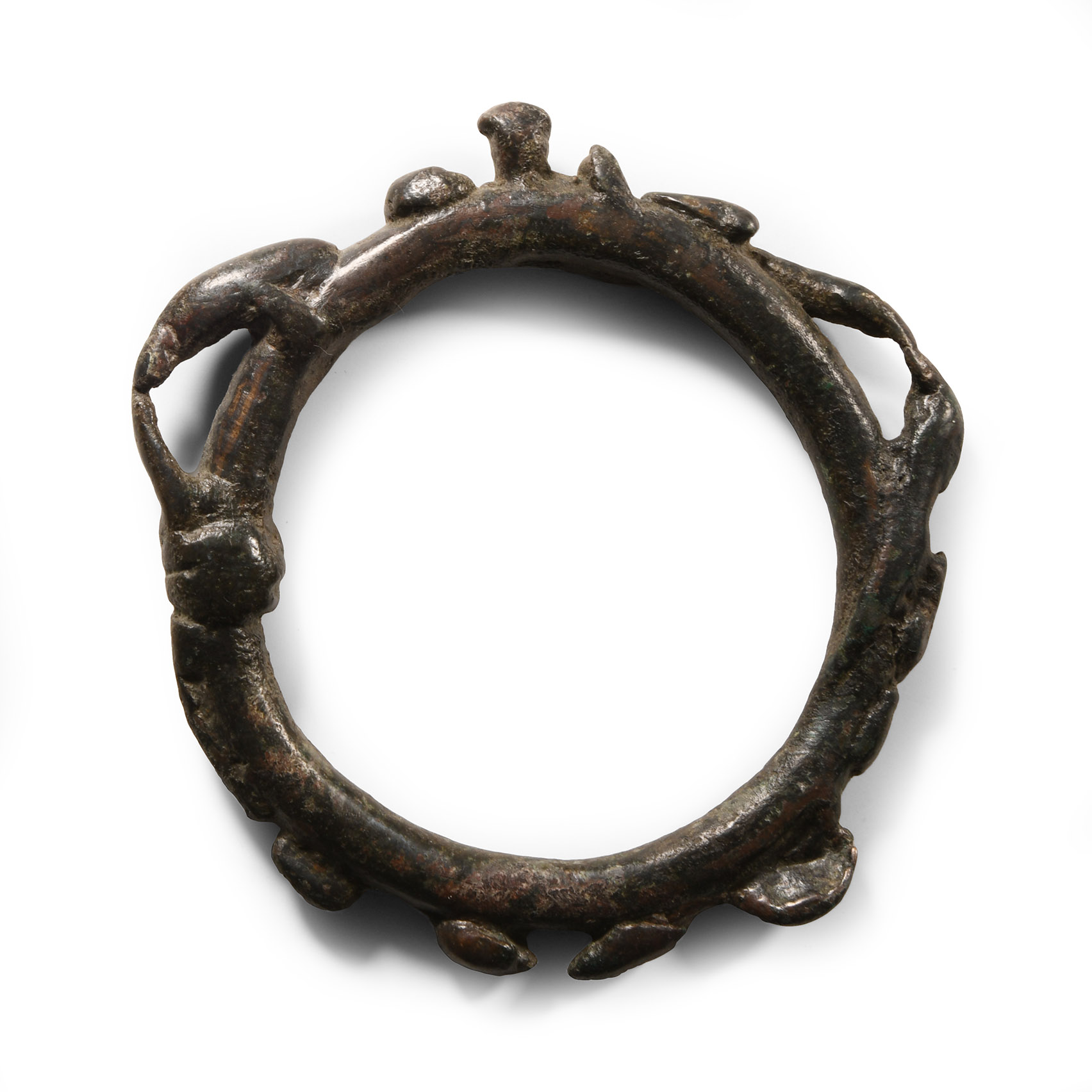 Roman Bronze Chariot Terret Ring with Animals