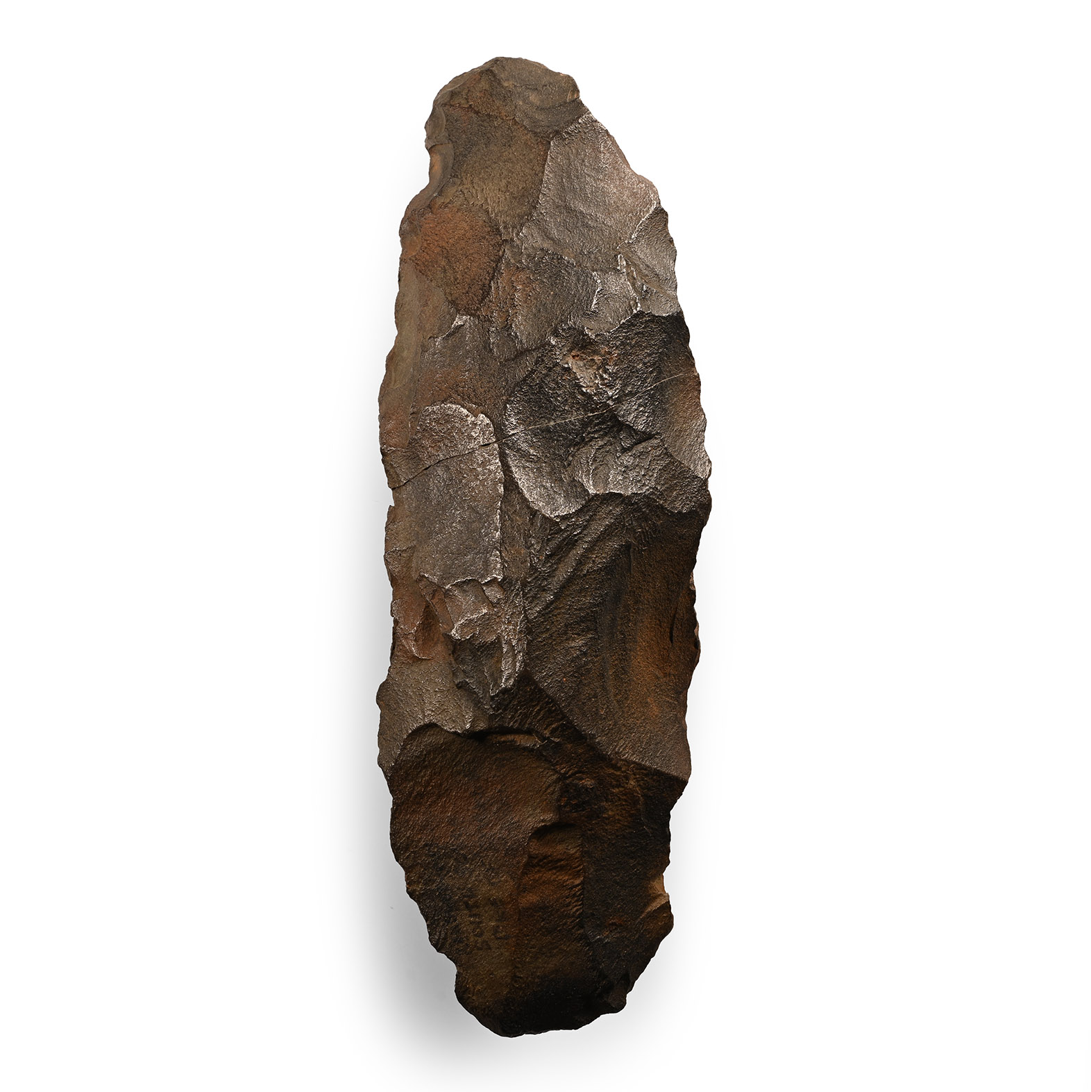 Large Stone Age Knapped Black Stone Axehead