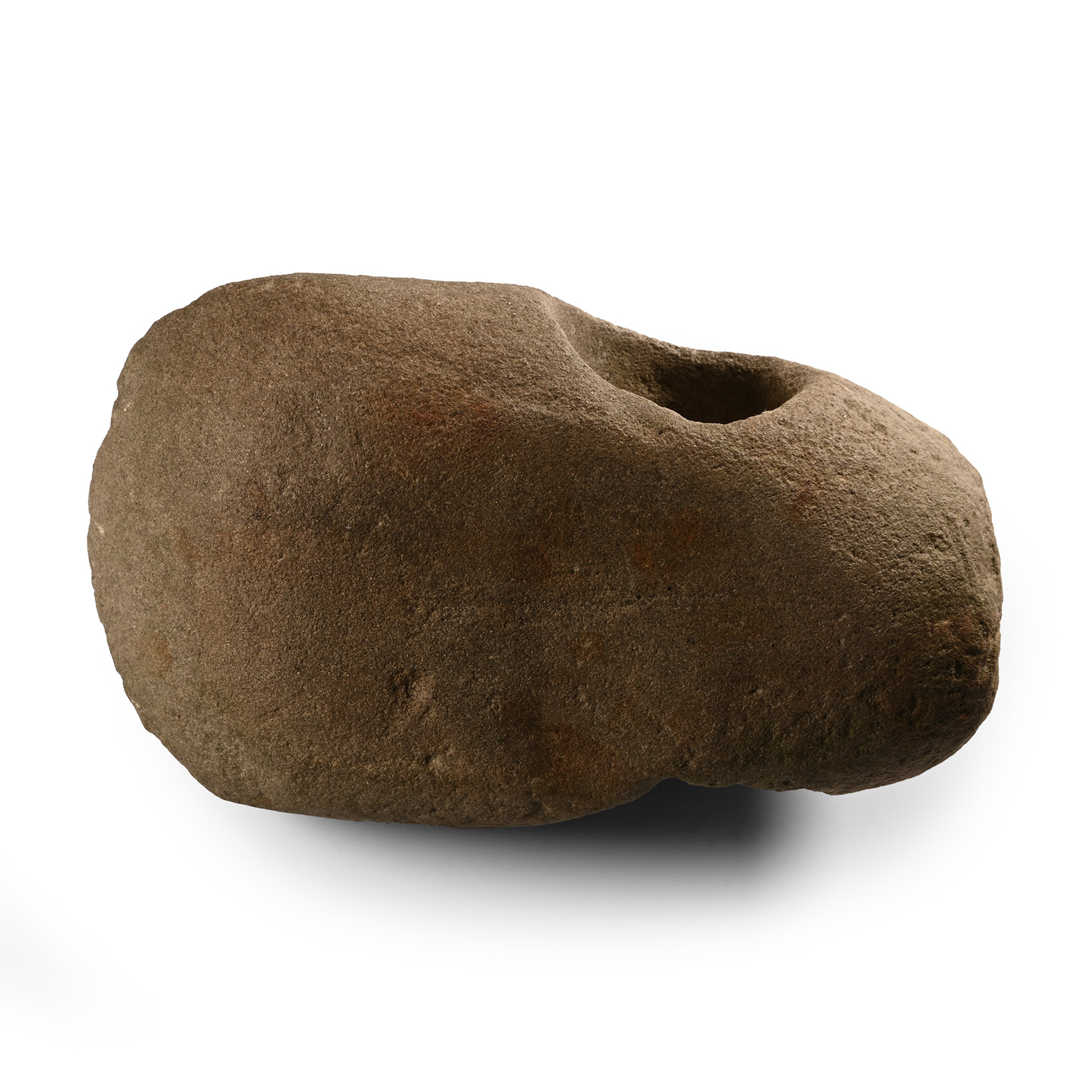 Large Stone Age Polished Grey Stone Pierced Axehead