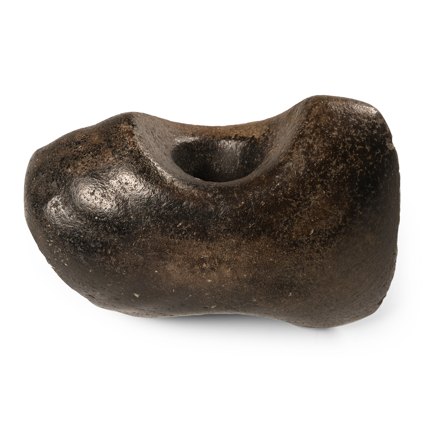 Large Stone Age Polished Black Stone Pierced Axehead
