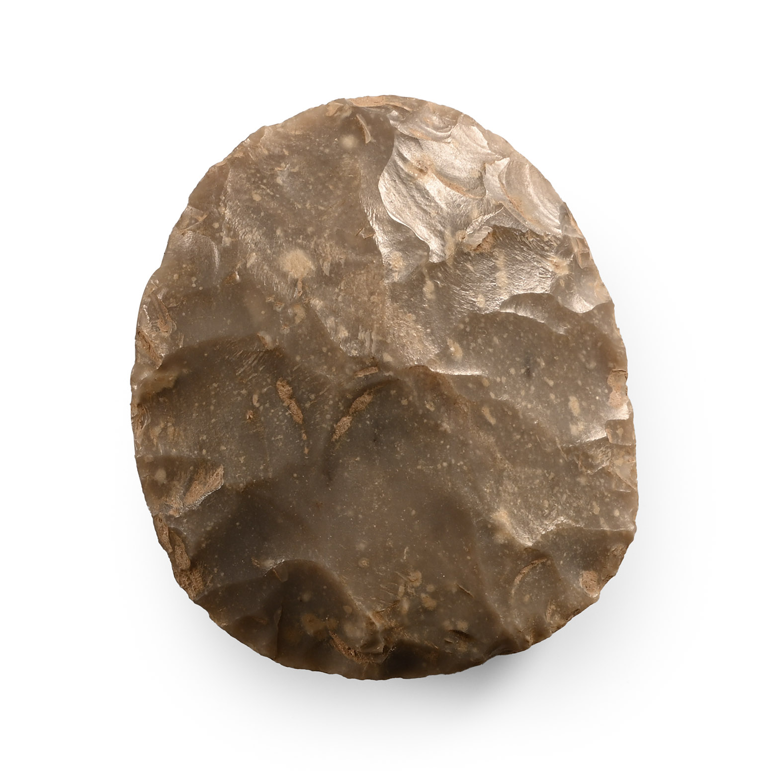 Stone Age Knapped Ovate Grey Flint Handaxe