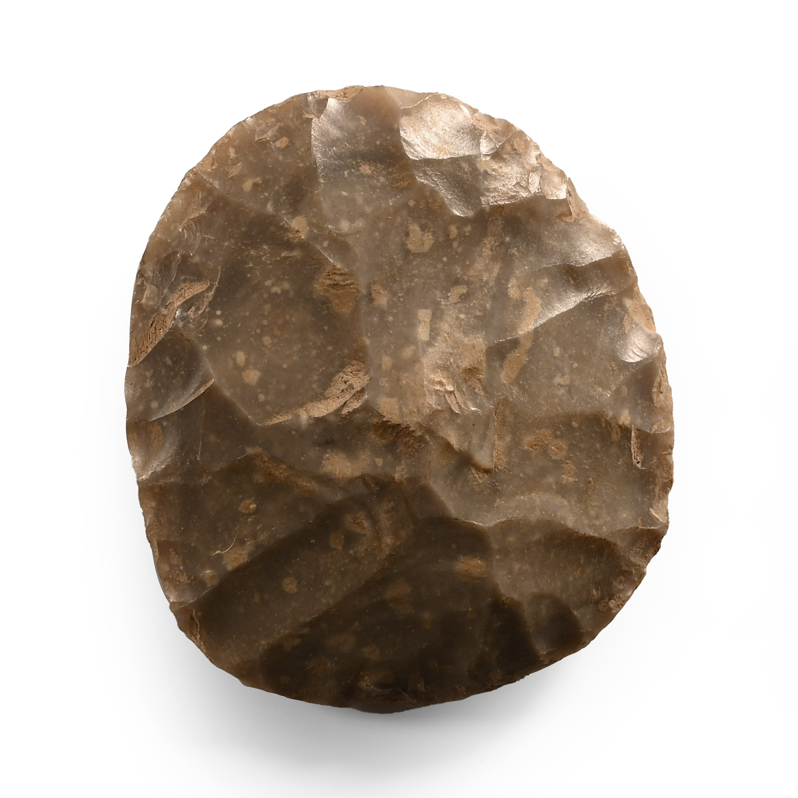 Stone Age Knapped Ovate Grey Flint Handaxe