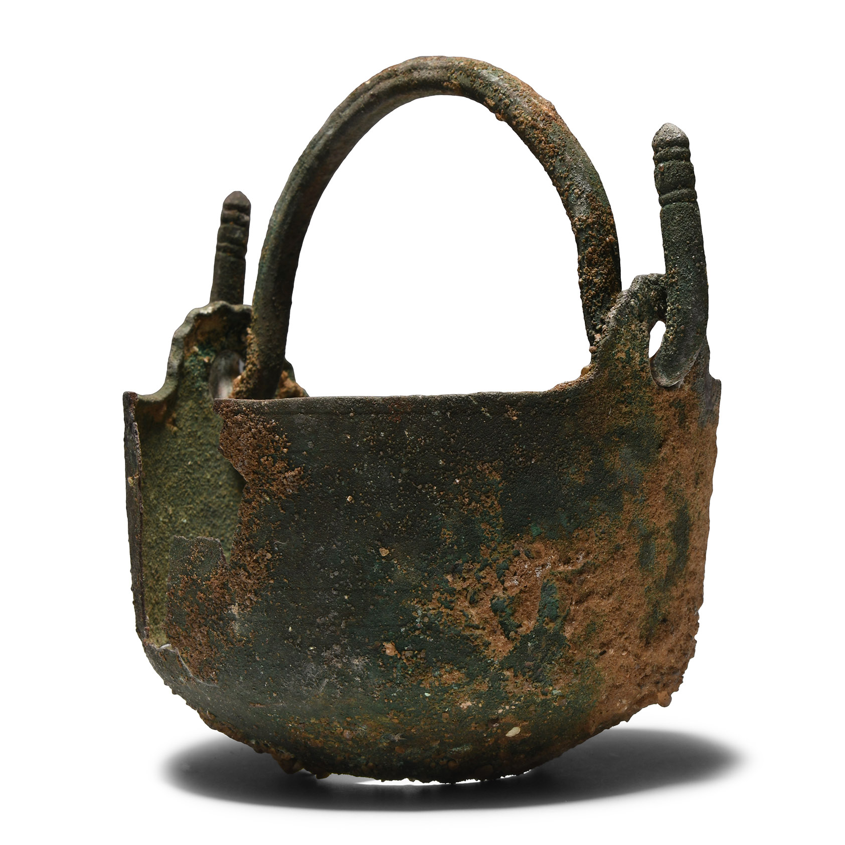 Roman Bronze Handled Vessel
