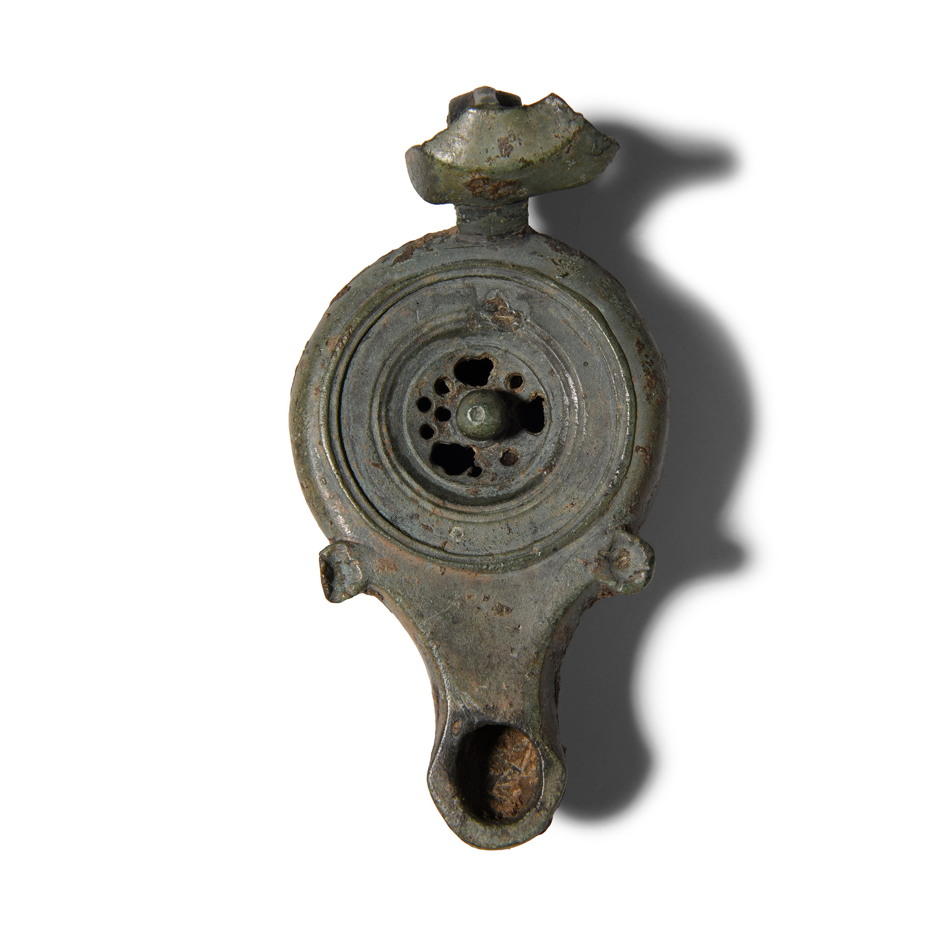Large Roman Bronze Oil Lamp