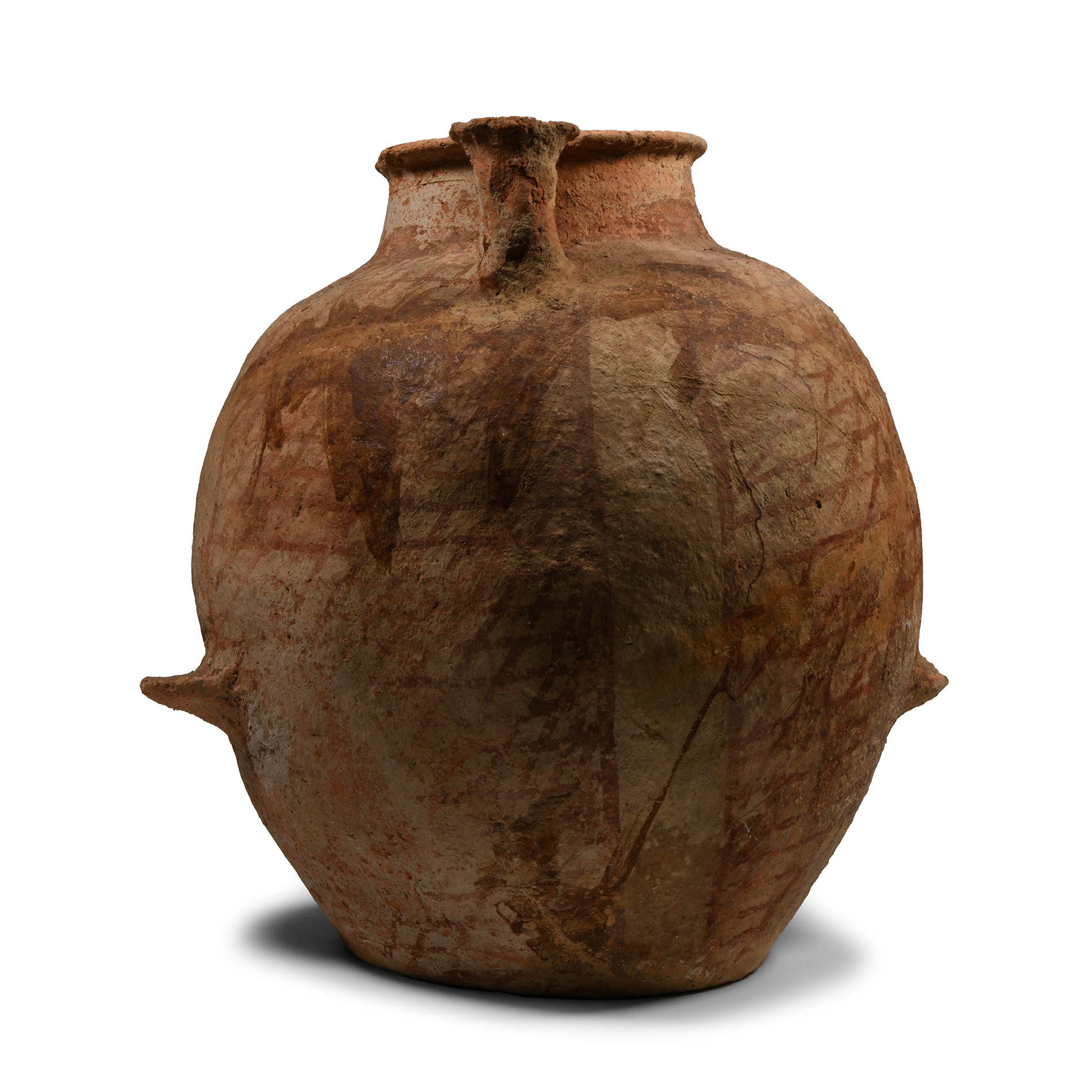 Western Asiatic Net-Painted Terracotta Storage Vessel with Ledge Handles