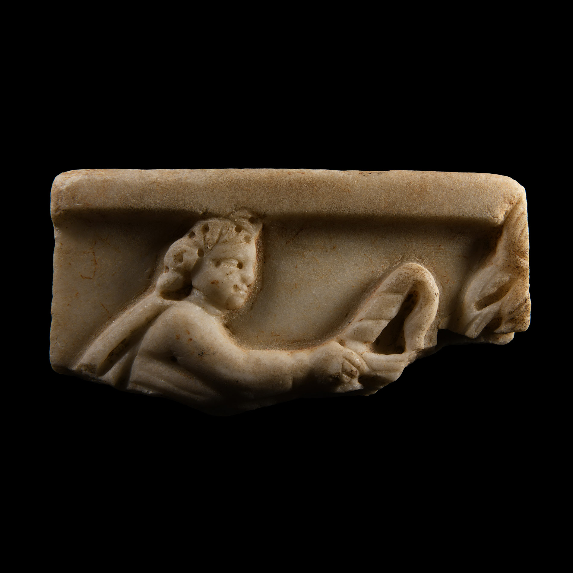 Roman Marble Relief Fragment with Phaethon