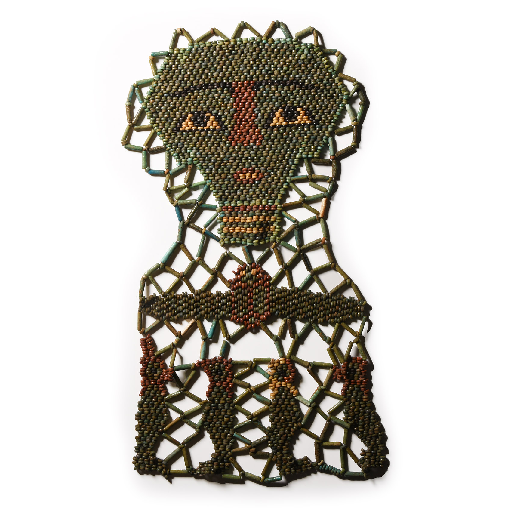 Egyptian Faience Beaded Mummy Mask with Sons of Horus