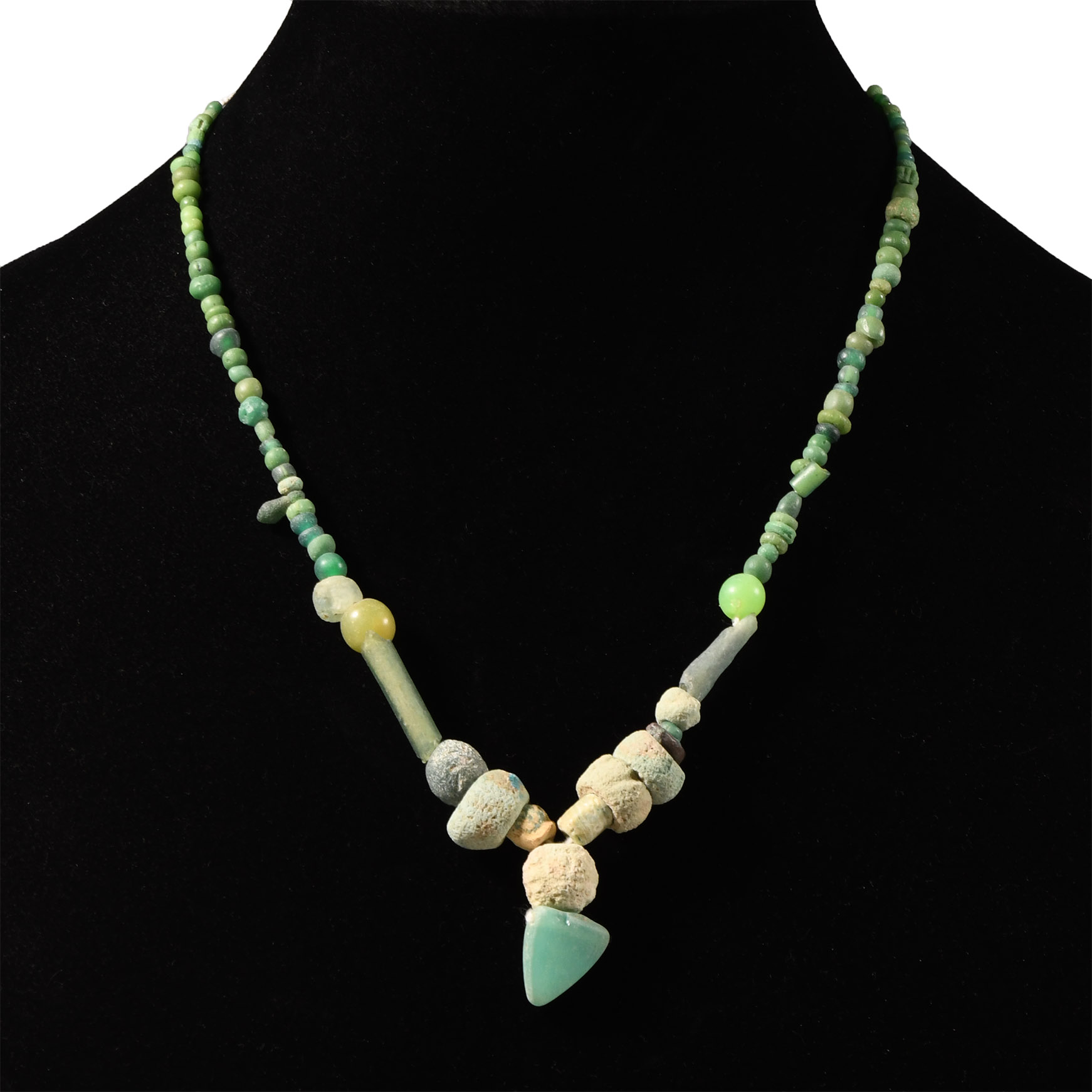 Roman Green Glass Bead Necklace String