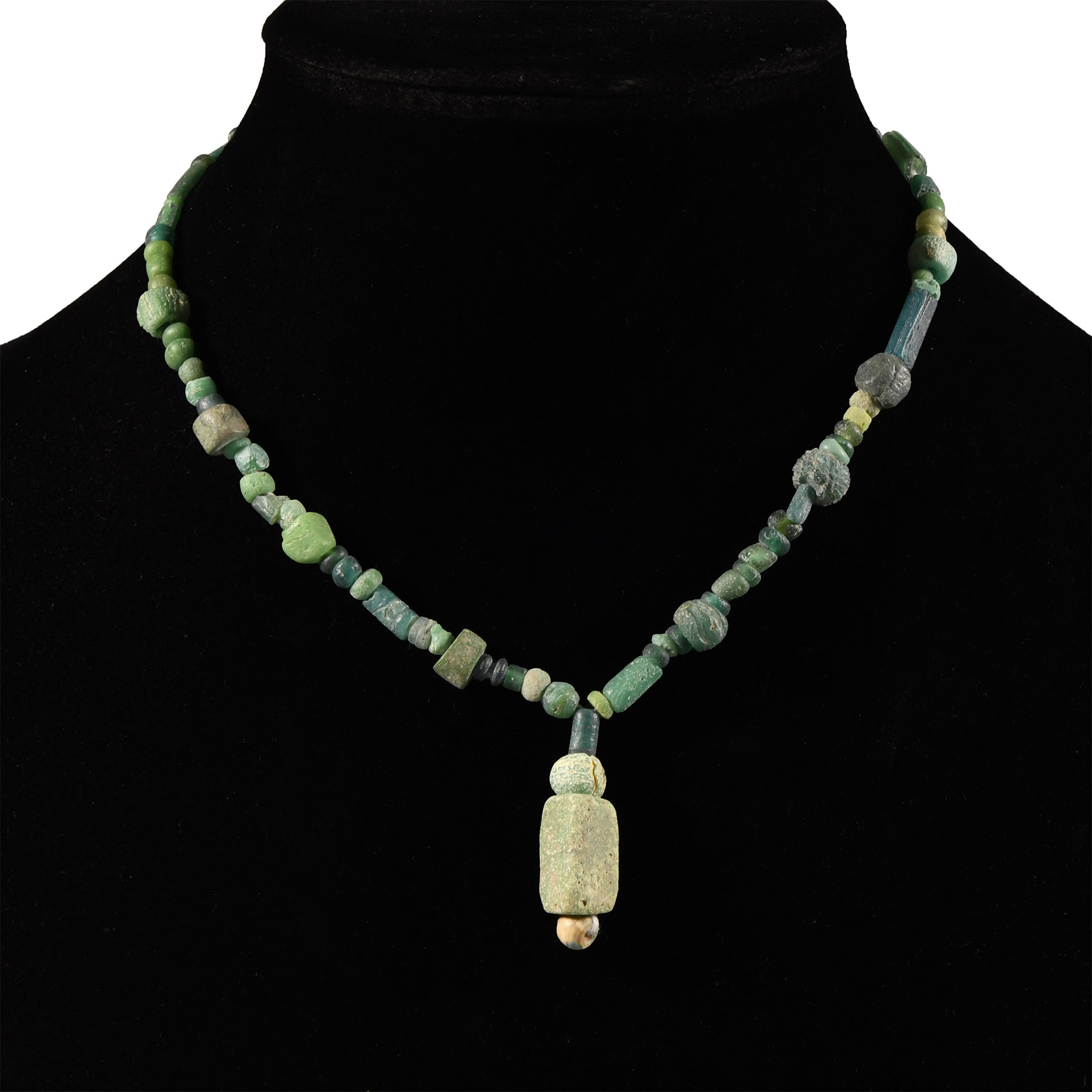 Roman Green Glass Bead Necklace String