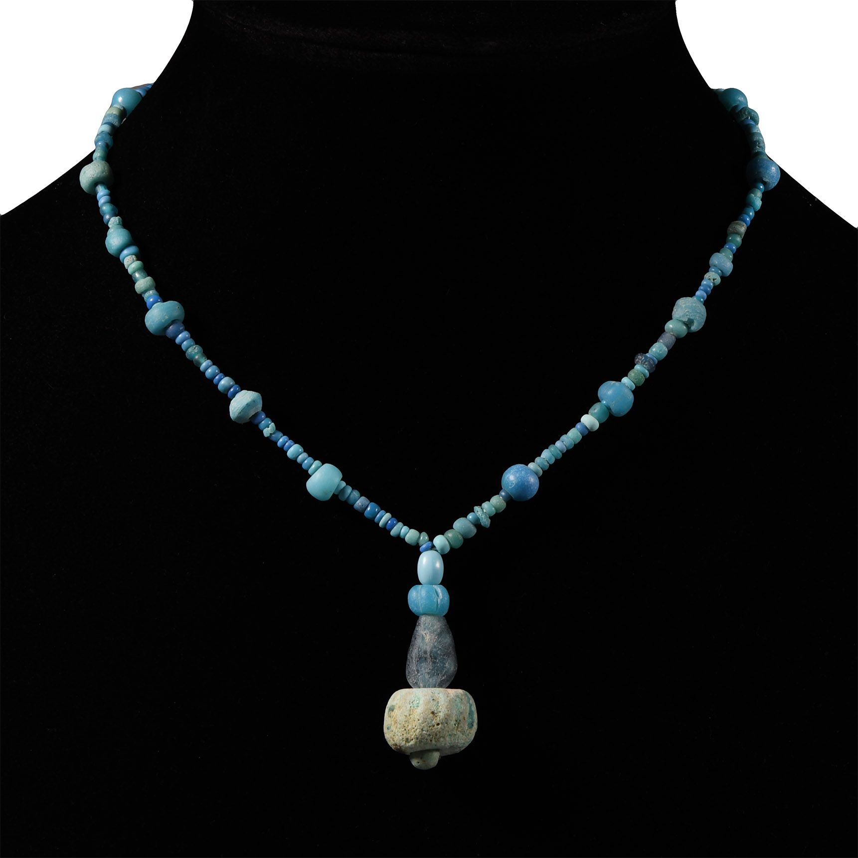 Achaemenid Pale Blue Glass and Other Bead Necklace String