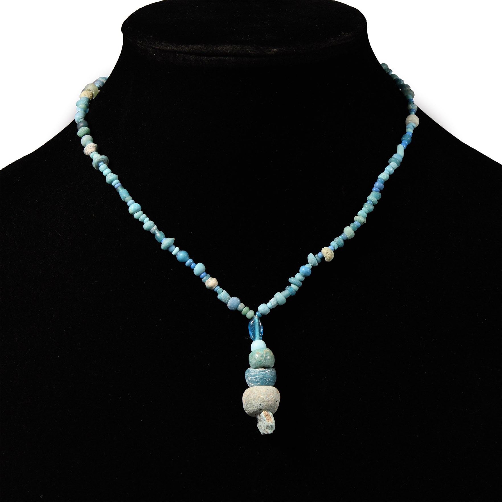 Achaemenid Pale Blue Glass and Other Bead Necklace String