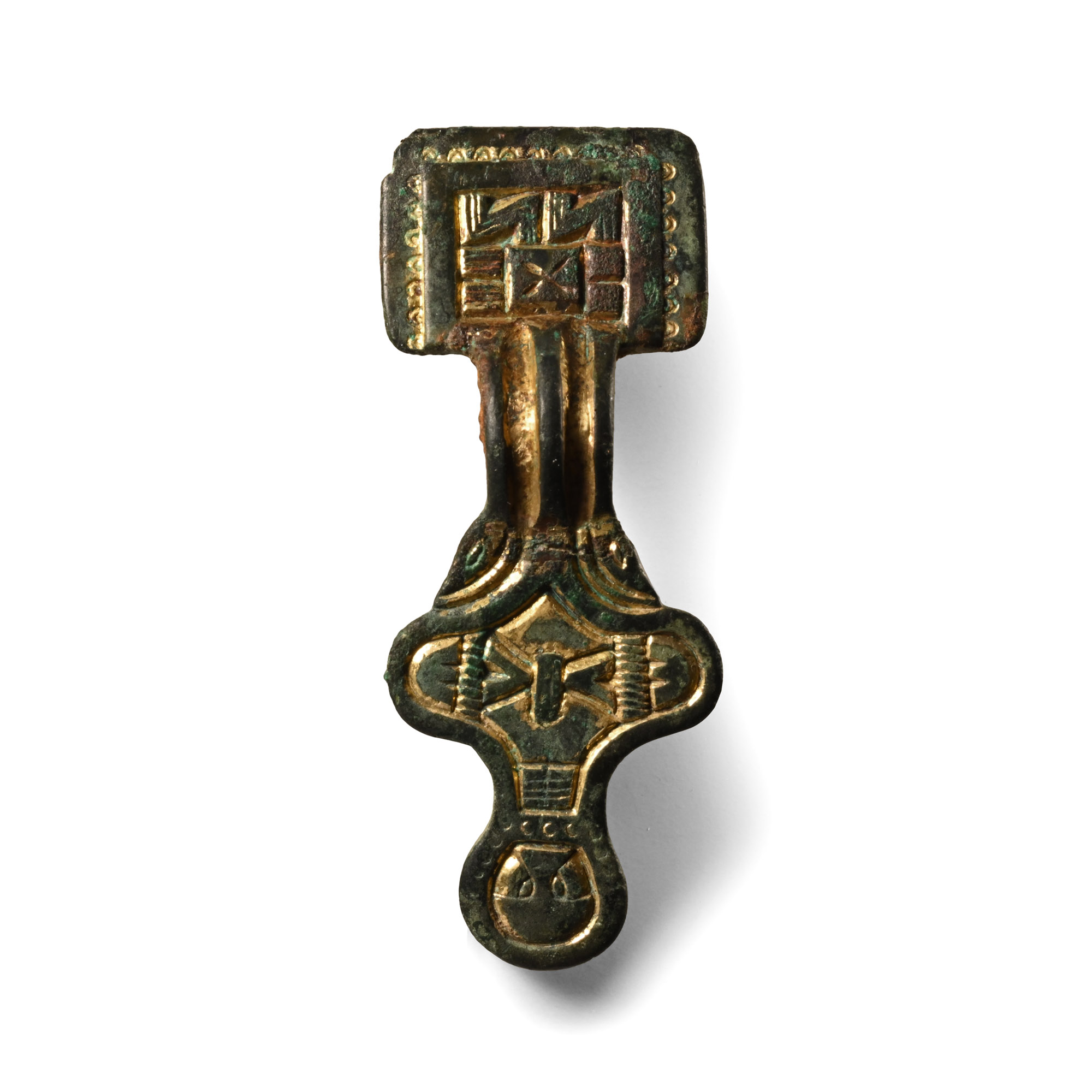 Anglo-Saxon Gilt Bronze Square-Headed Brooch