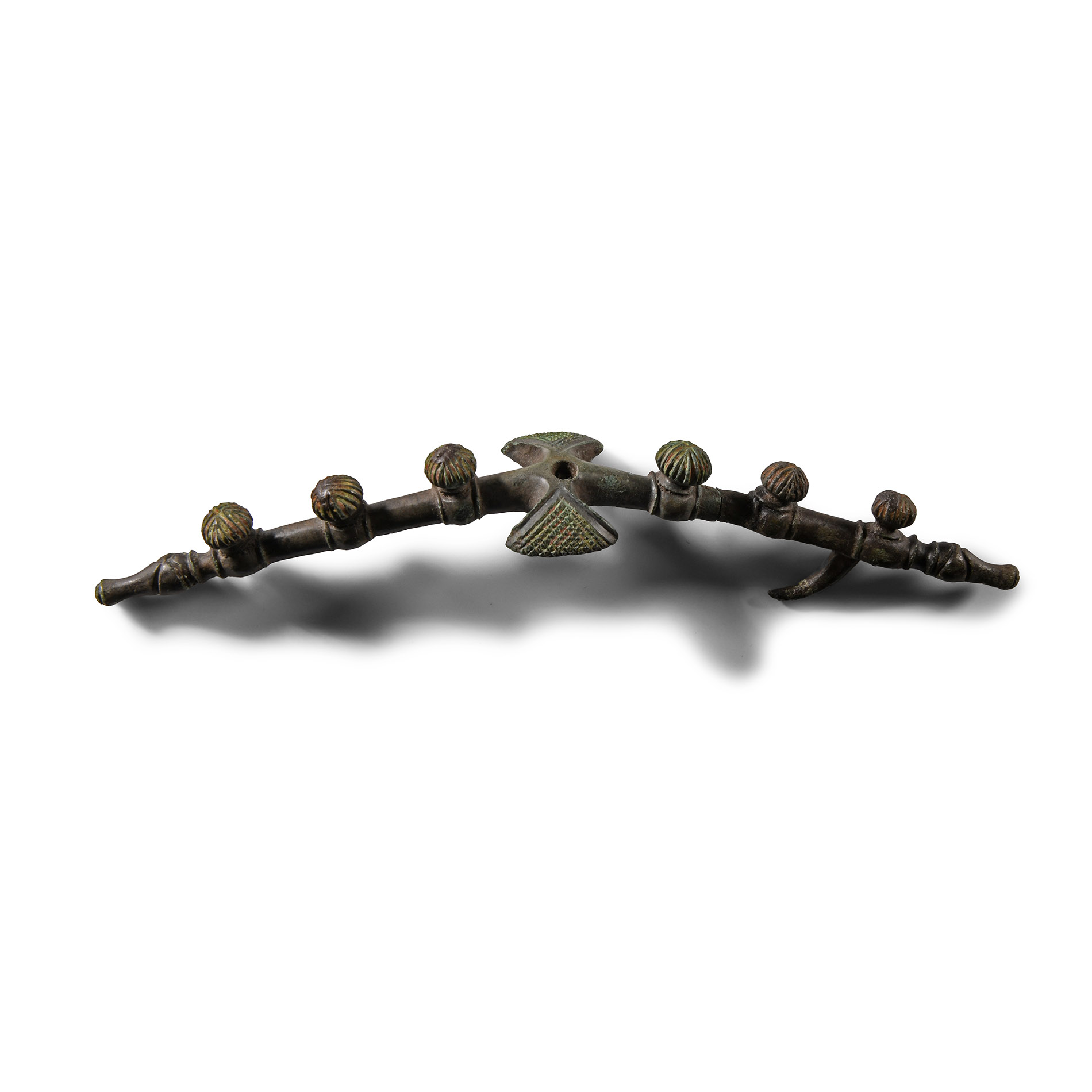 Viking Age Bronze Purse Bar with Zoomorphic Terminals