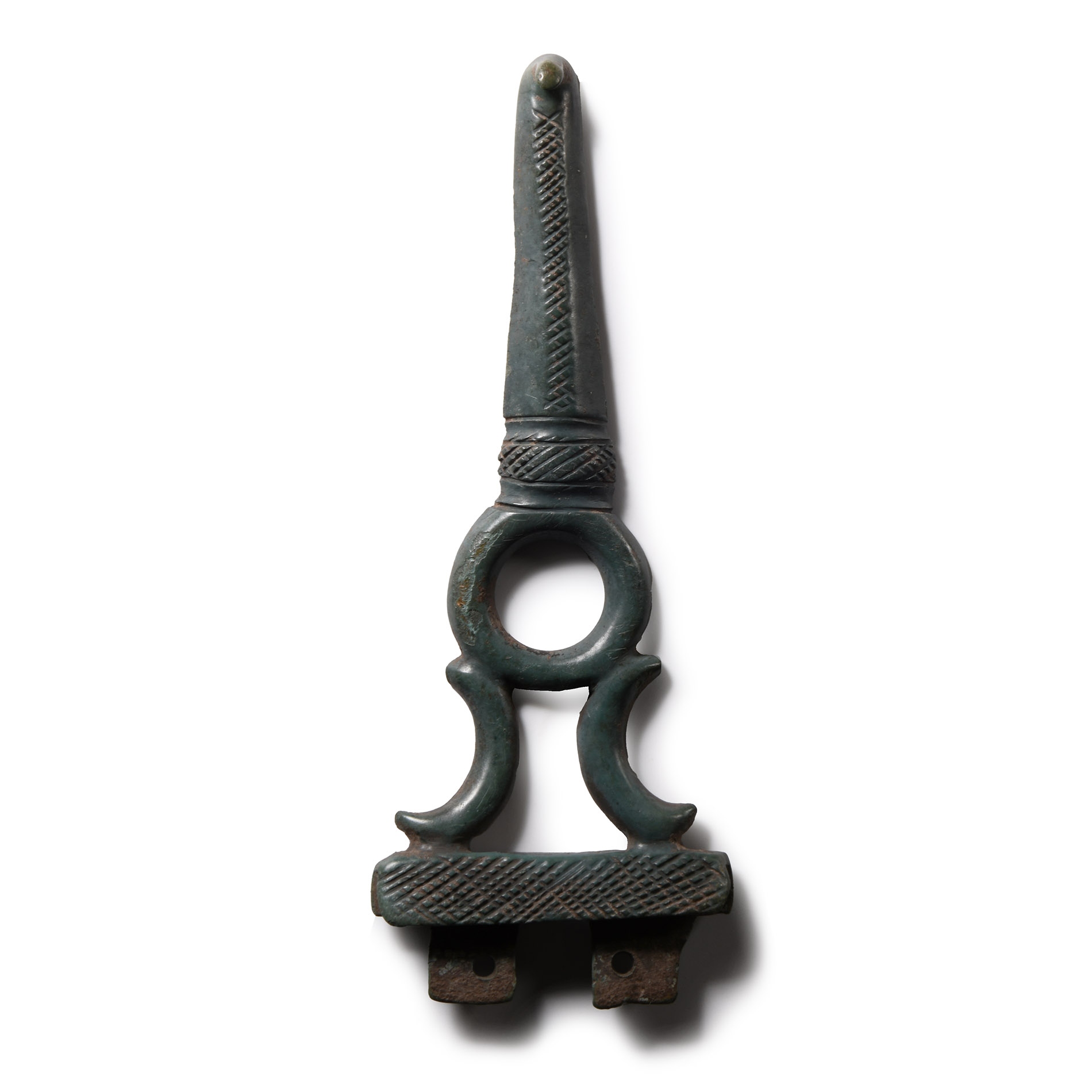 Iron Age Celtic Bronze Handle with Crescents