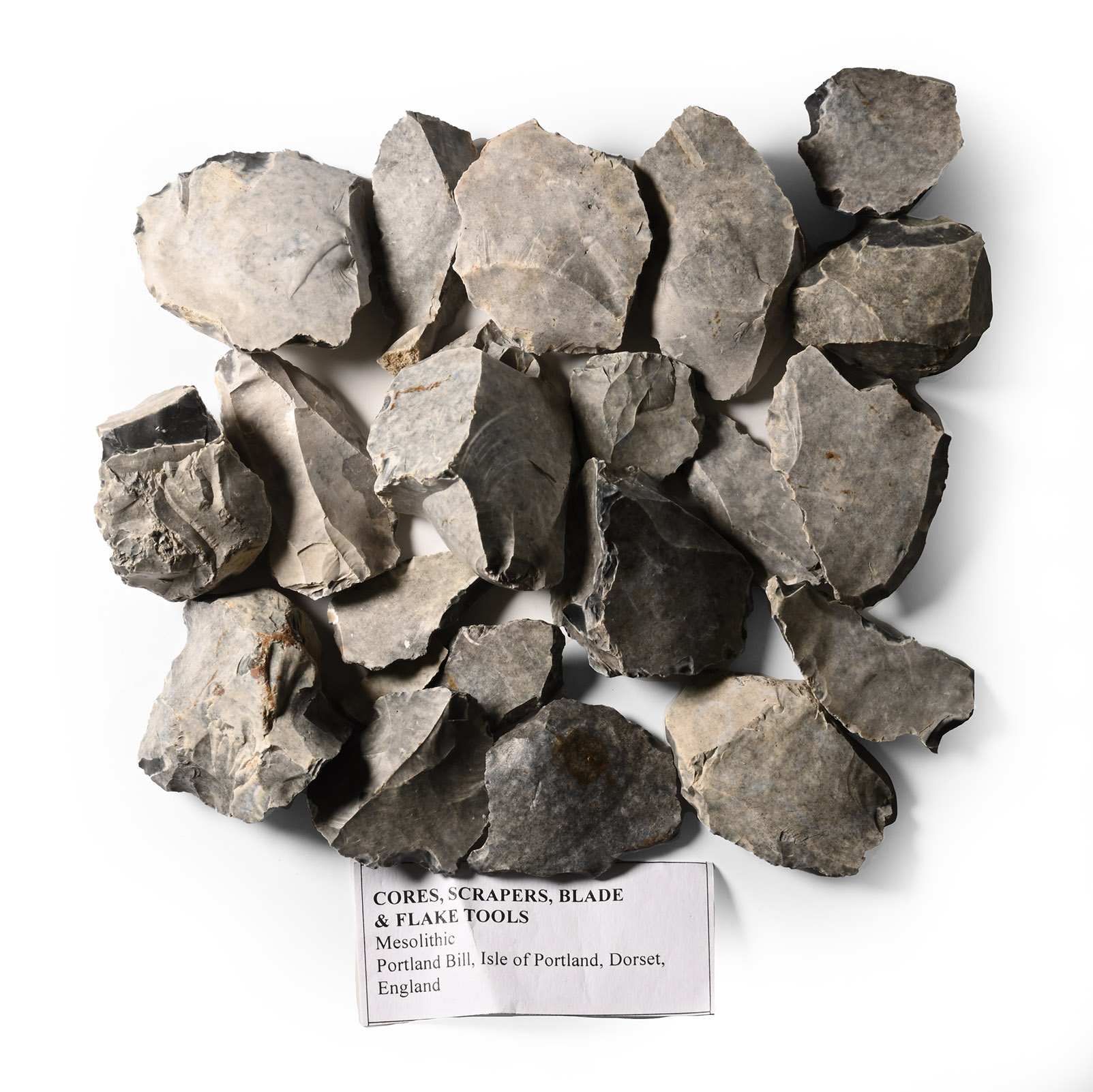 Group of Stone Age Flint Tools, Scrapers, Blades and Cores